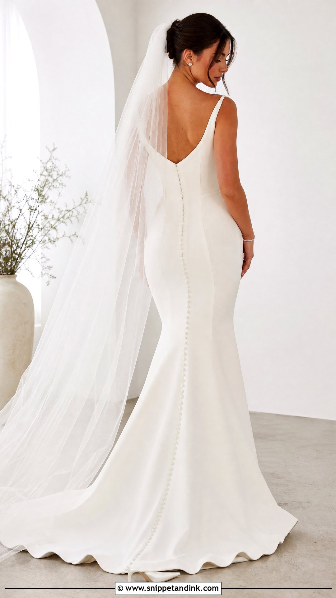 Crepe Mermaid Wedding Dress With Button Back - Snippet and Ink - 20 Wedding Dress Buttons Down Back Ideas