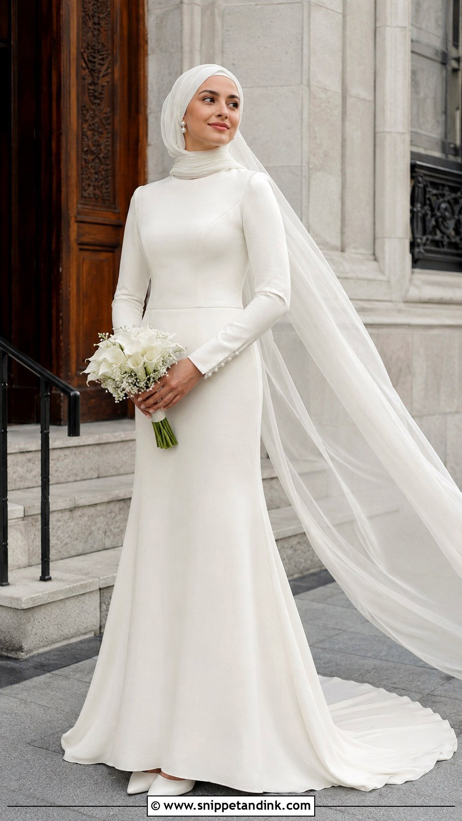 Crepe Muslim Wedding Dress - Snippet and Ink - 25 Modern Muslim Wedding Dresses
