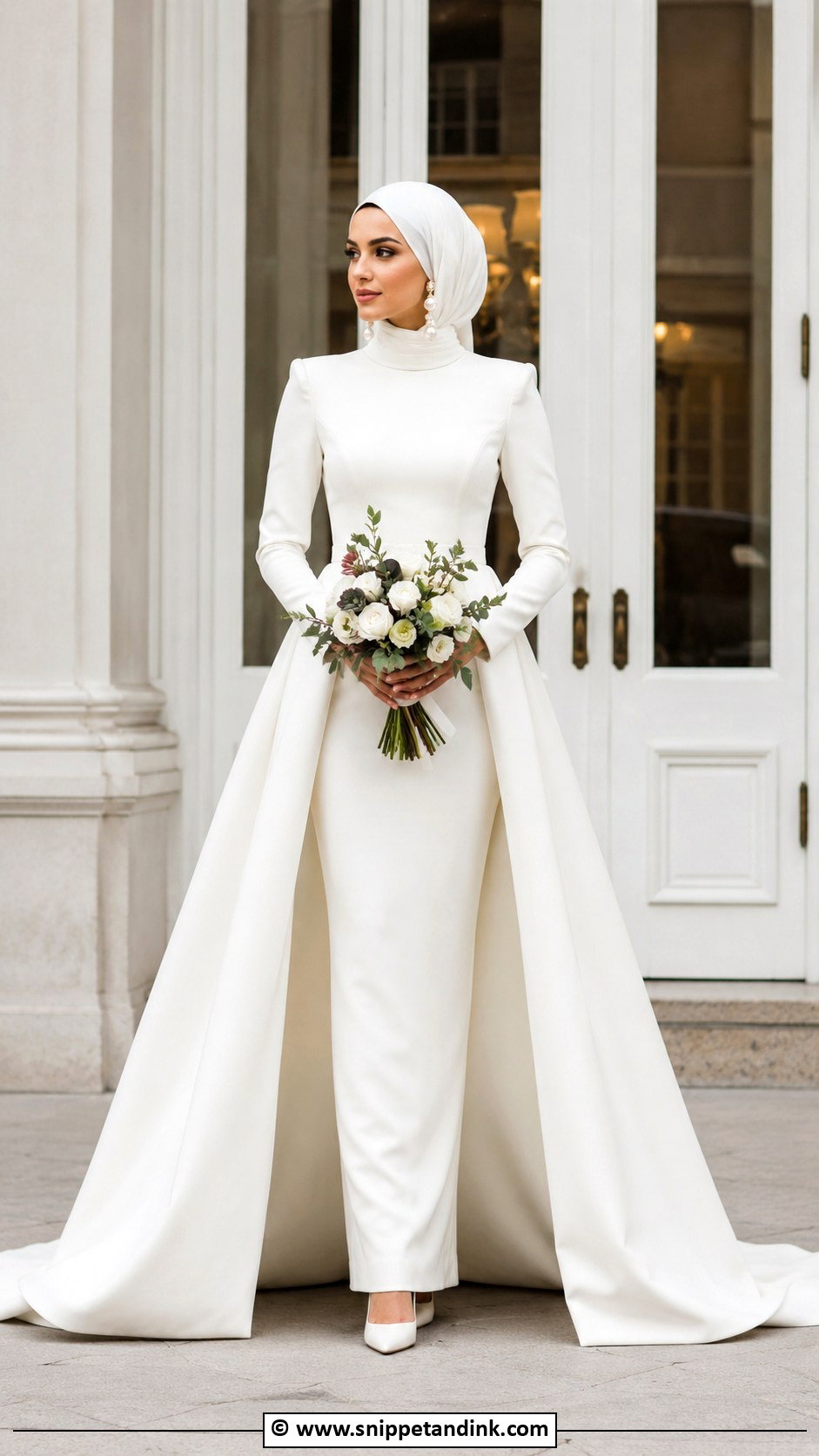 Crepe Muslim Wedding Gown - Snippet and Ink - 30 Muslim Wedding Gown Ideas