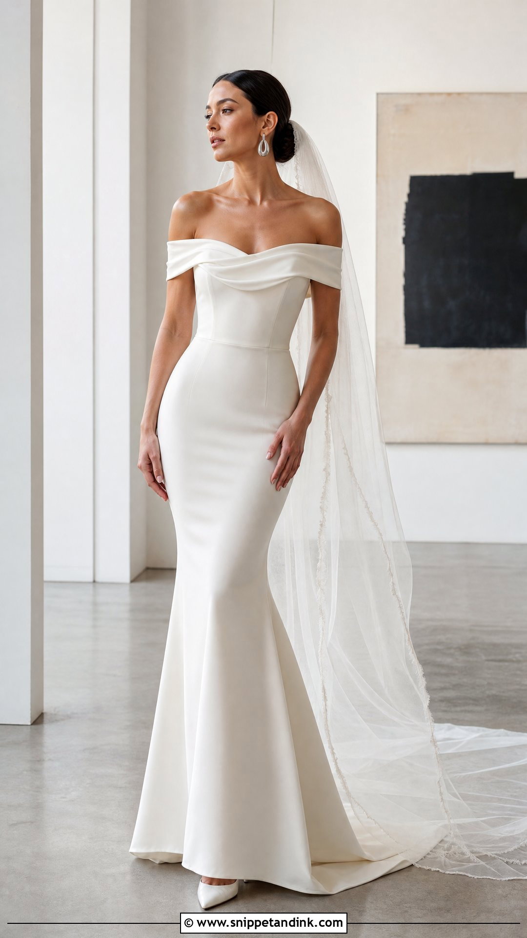 Crepe Off Shoulder Mermaid Wedding Dress - Snippet and Ink - 20 Off Shoulder Mermaid Wedding Dress Ideas