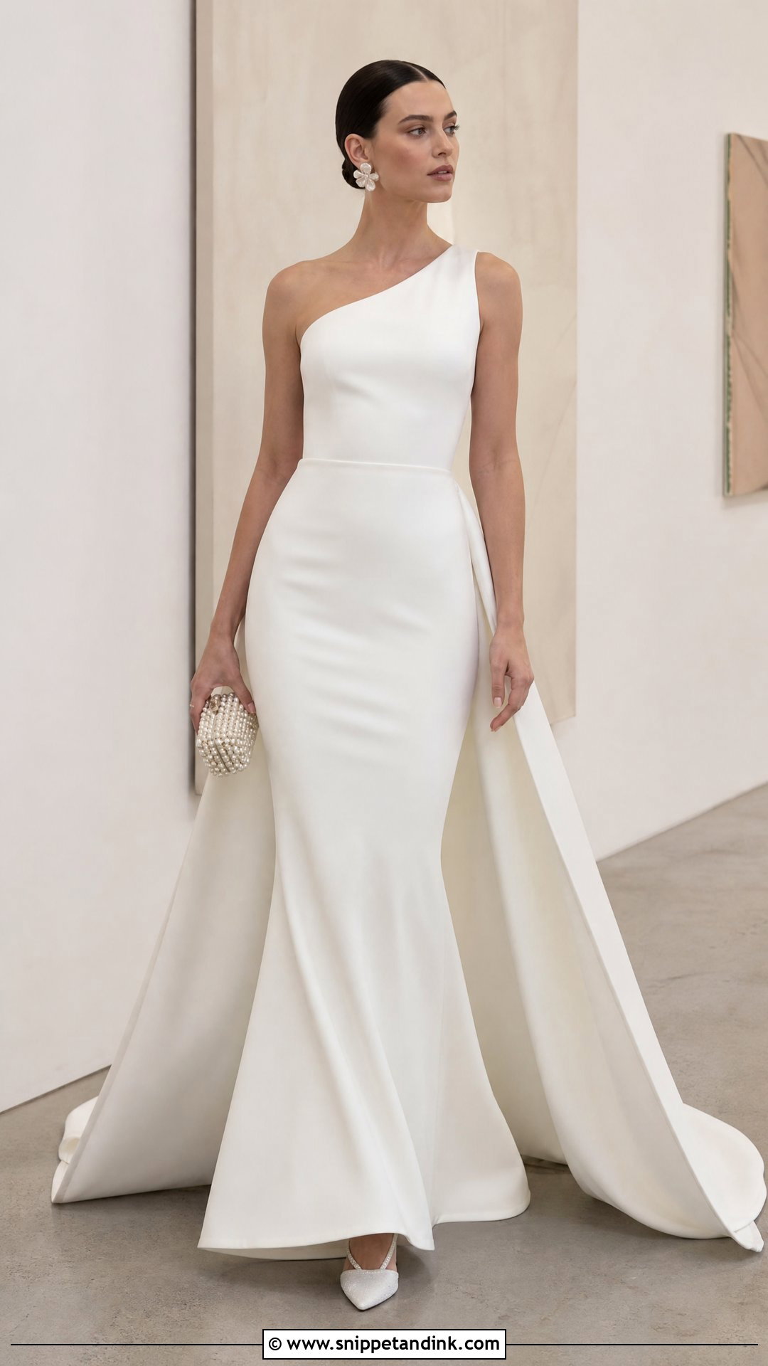Crepe One Shoulder Mermaid Wedding Dress - Snippet and Ink - 20 One Shoulder Wedding Dresses