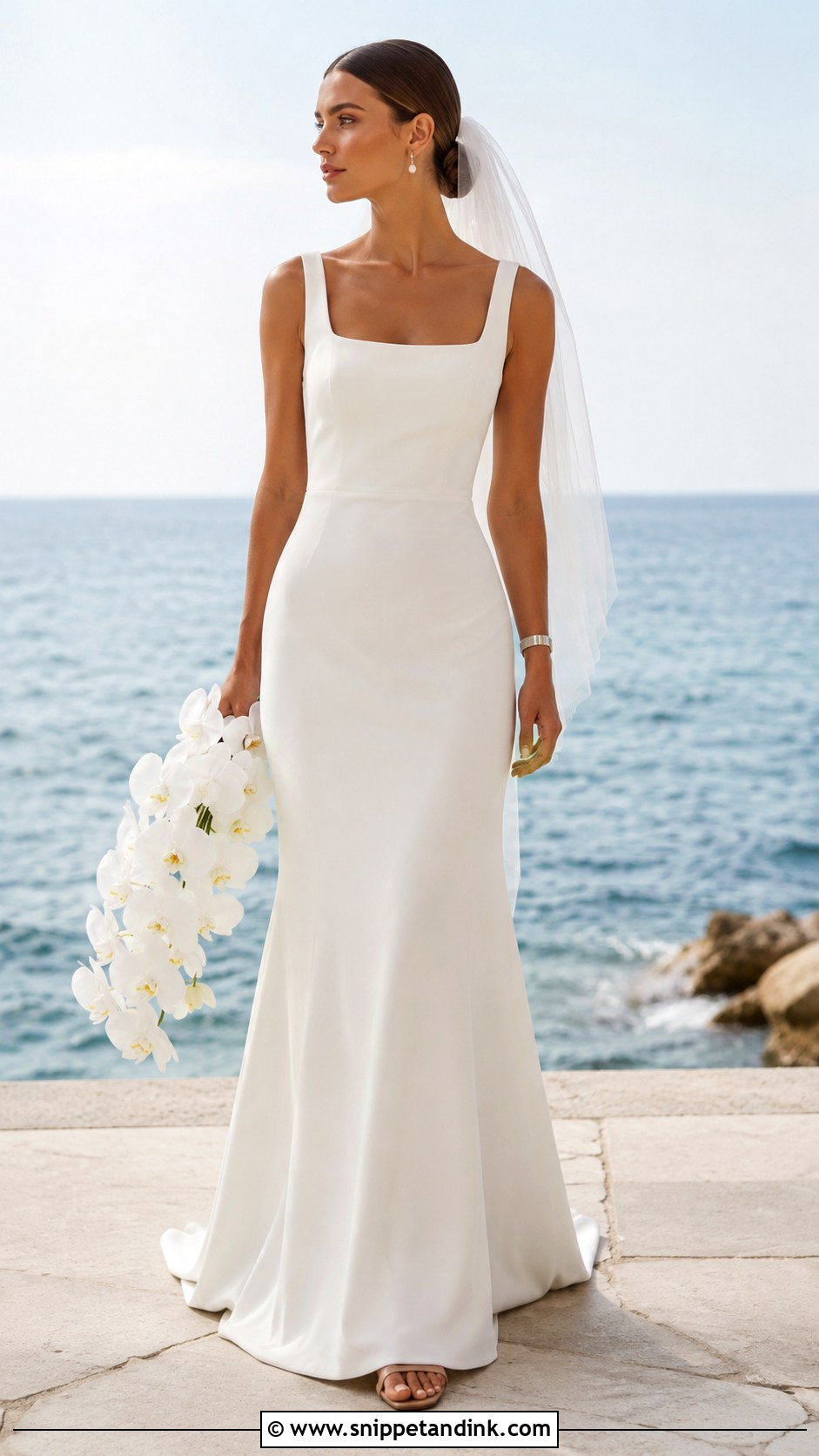 Crepe Sheath Beach Bridal Gown - Snippet and Ink - 20 Beach Bridal Ideas