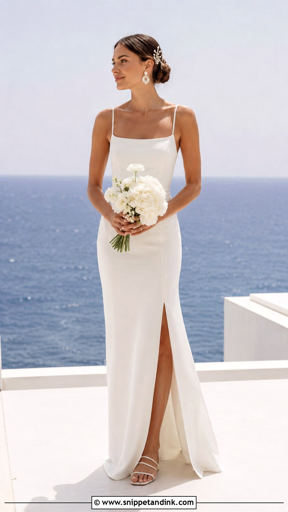 Crepe Sheath Beach Wedding Dress - Snippet and Ink - 20 Flowy Beach Wedding Dress Ideas