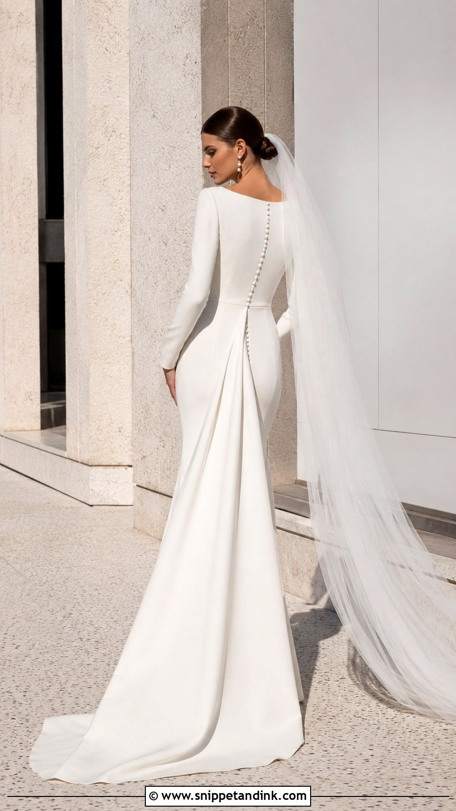 Crepe Sheath Bridal Dress - Snippet and Ink - 20 Classic Bridal Dress Ideas