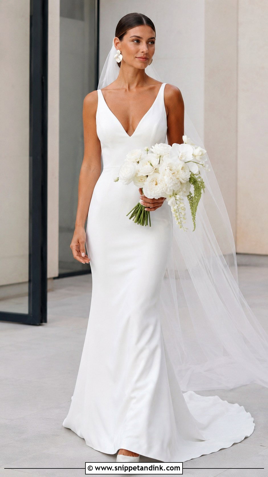 Crepe Sheath Bridal Wedding Gown - Snippet and Ink - 20 Bridal Wedding Gowns
