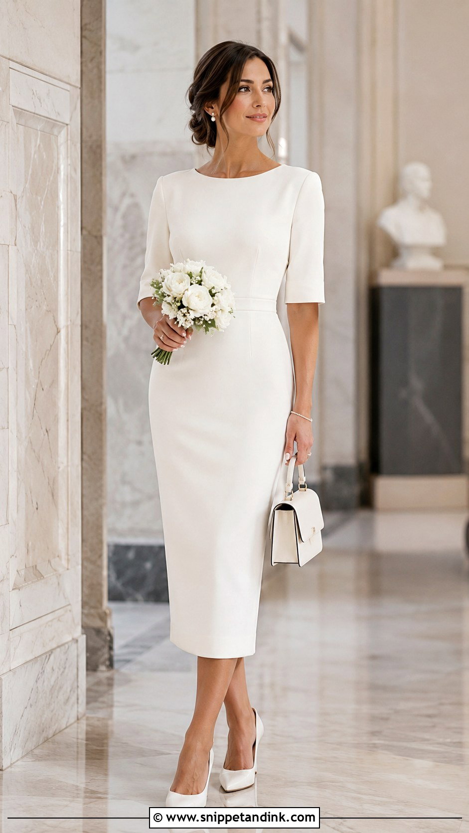 Crepe Sheath Dress Civil Wedding Outfit - Snippet and Ink - 20 Civil Wedding Ideas Outfits