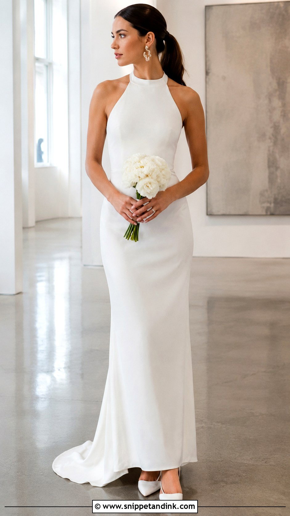 Crepe Sheath Halter Wedding Dress - Snippet and Ink - 20 Wedding Dresses Halter Top