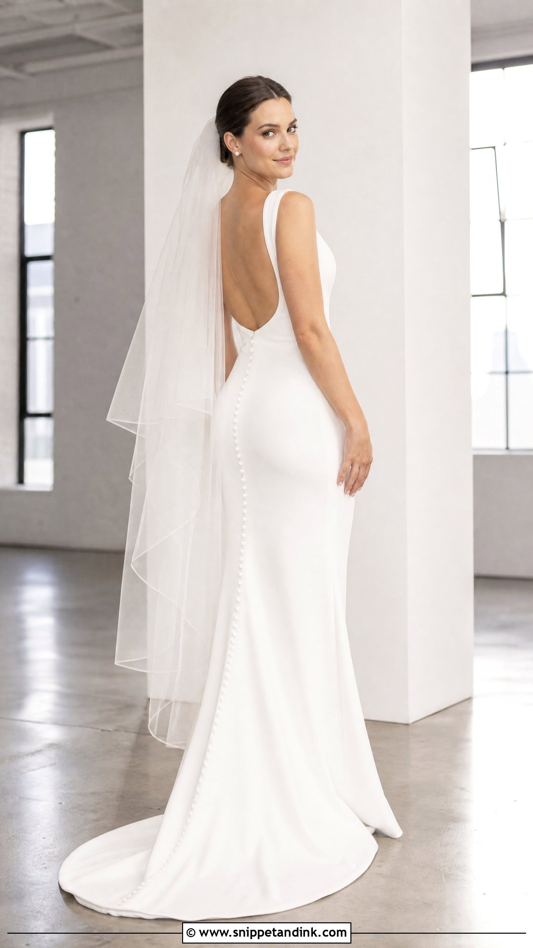 Crepe Sheath Open Back Wedding Dress - Snippet and Ink - 20 Simple Open Back Wedding Dress Ideas