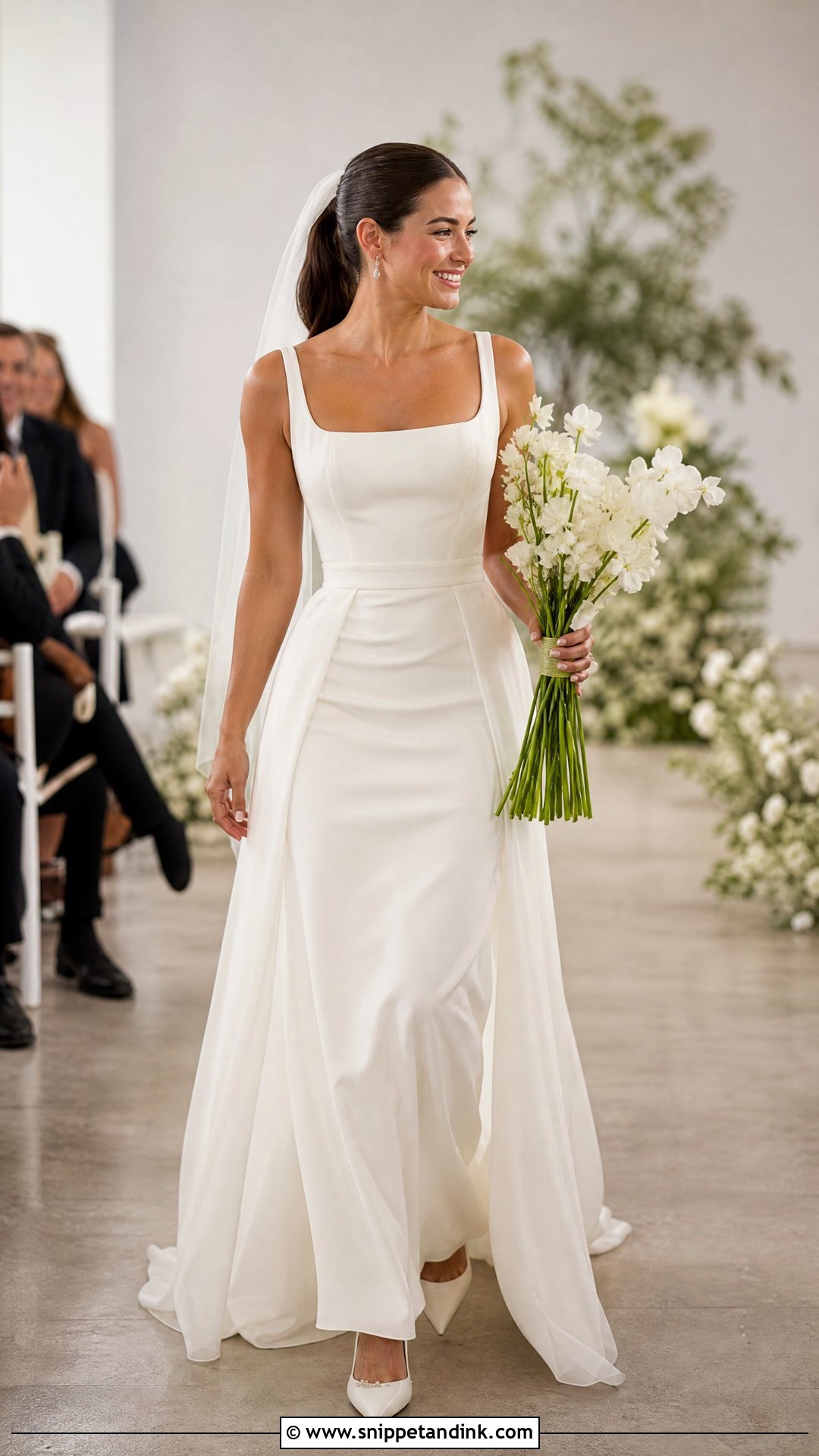 Crepe Sheath Over Skirt Wedding Dress - Snippet and Ink - 20 Over Skirt Wedding Dress Ideas