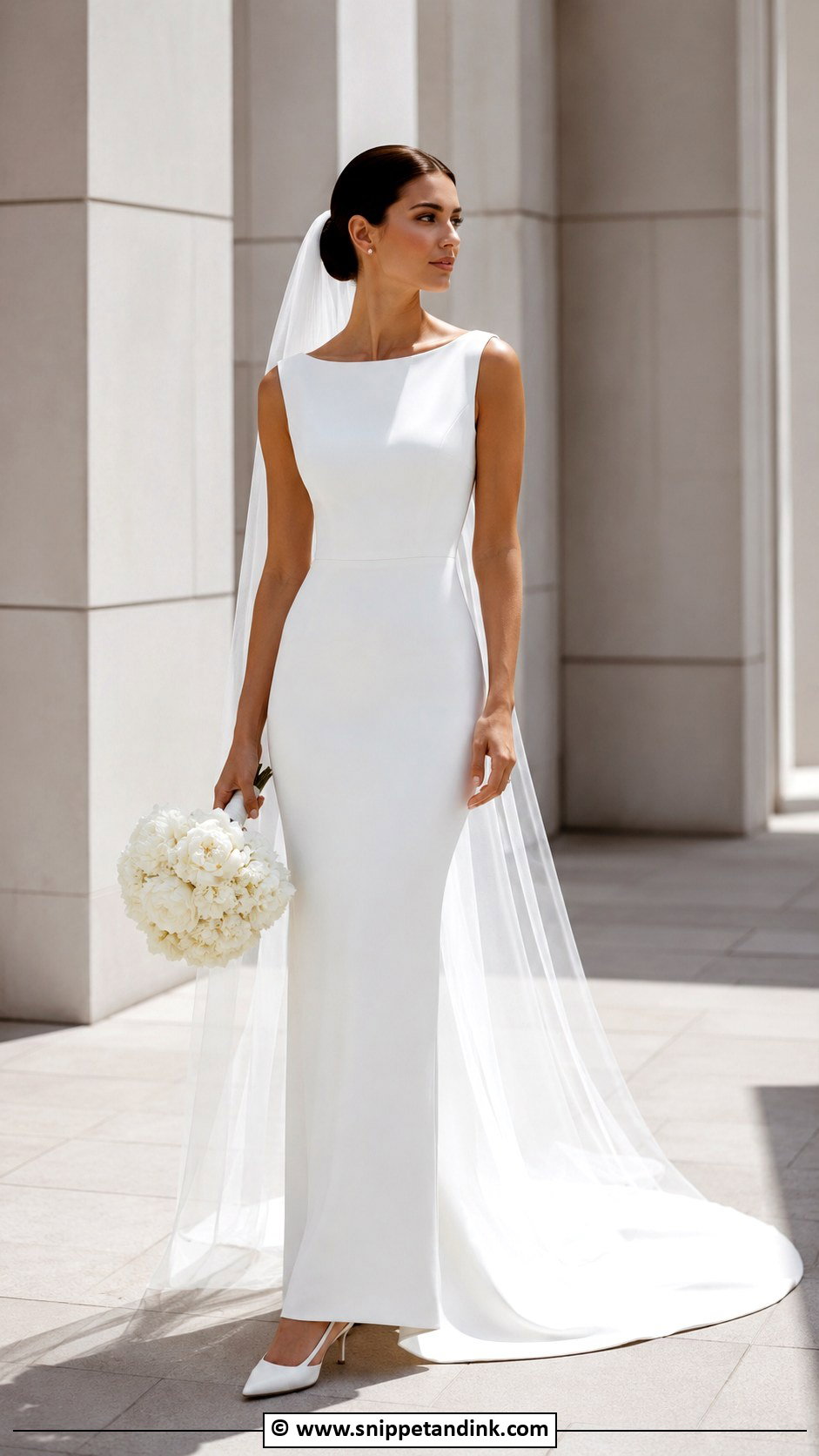 Crepe Sheath Wedding Dress - Snippet and Ink - 30 Elegant Wedding Dresses