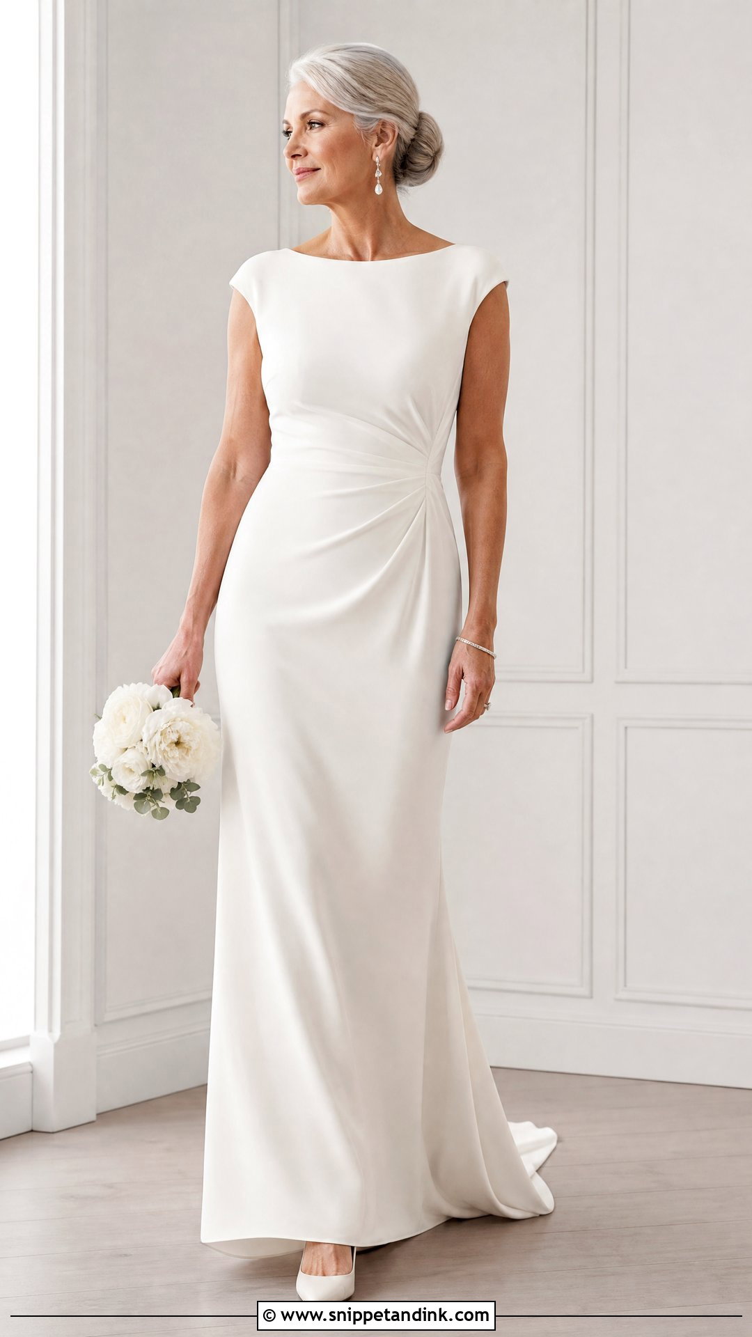 Crepe Sheath Wedding Dress - Snippet and Ink - 25 Over 50 Bride Wedding Dresses
