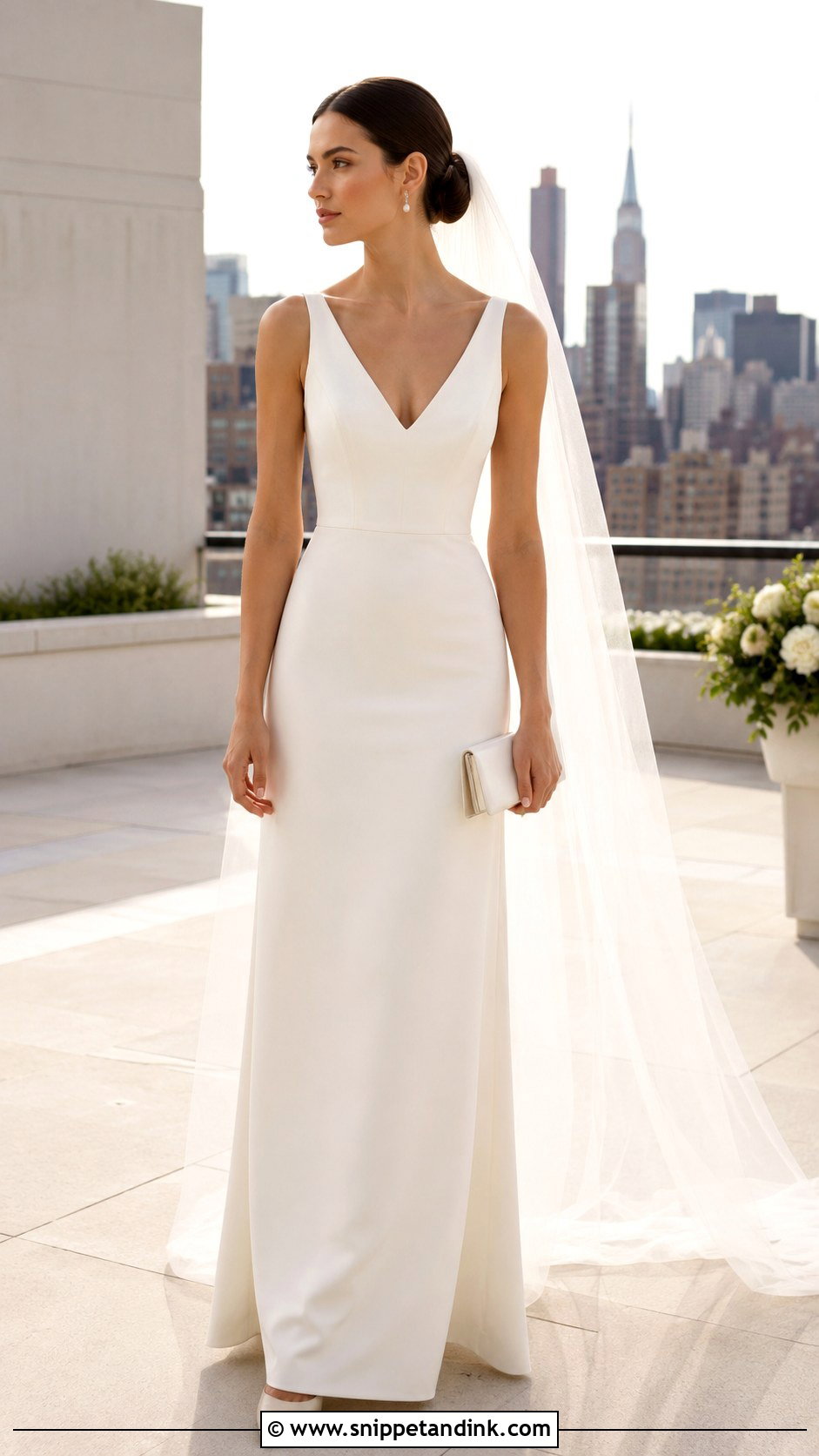 Crepe Sheath Wedding Dress - Snippet and Ink - 20 Classical Wedding Dress Ideas