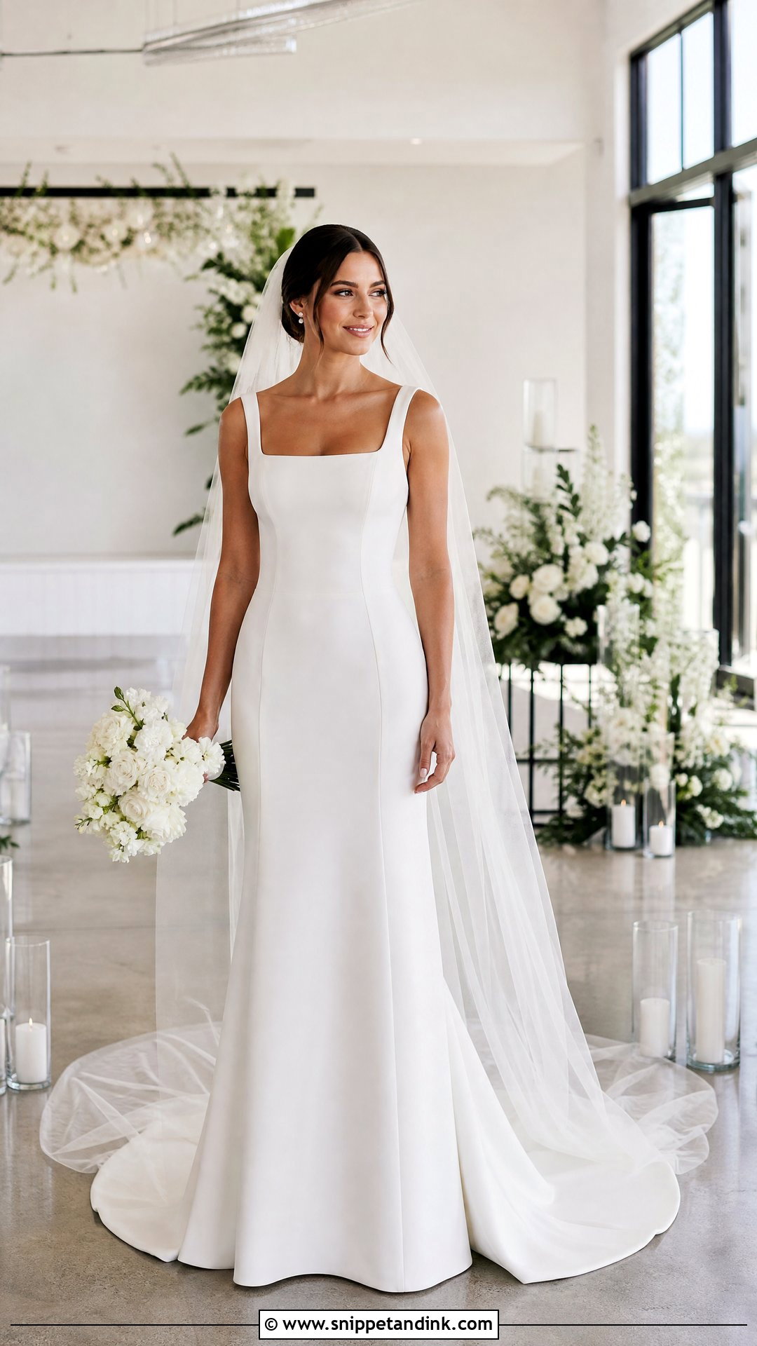 Crepe Sheath Wedding Dress - Snippet and Ink - 20 Slim Wedding Dresses