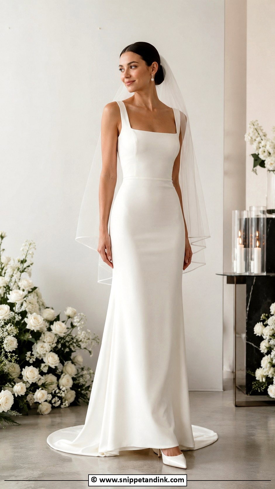 Crepe Sheath Wedding Dress - Snippet and Ink - 30 Sheath Wedding Dress Ideas