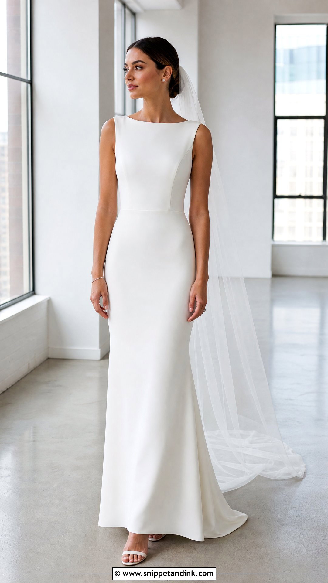 Crepe Sheath Wedding Dress - Snippet and Ink - 20 No Lace Wedding Dresses