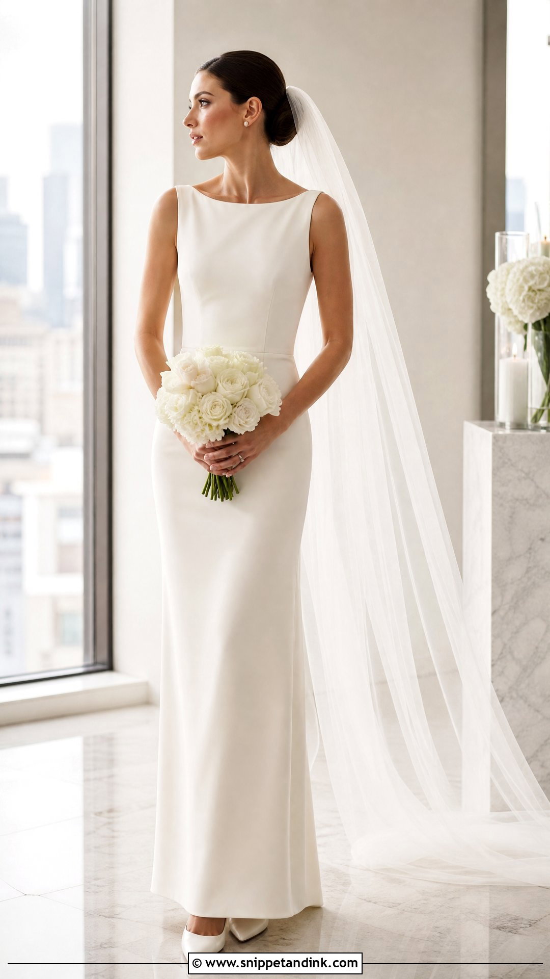 Crepe Sheath Wedding Dress - Snippet and Ink - 25 Affordable Wedding Dress Ideas