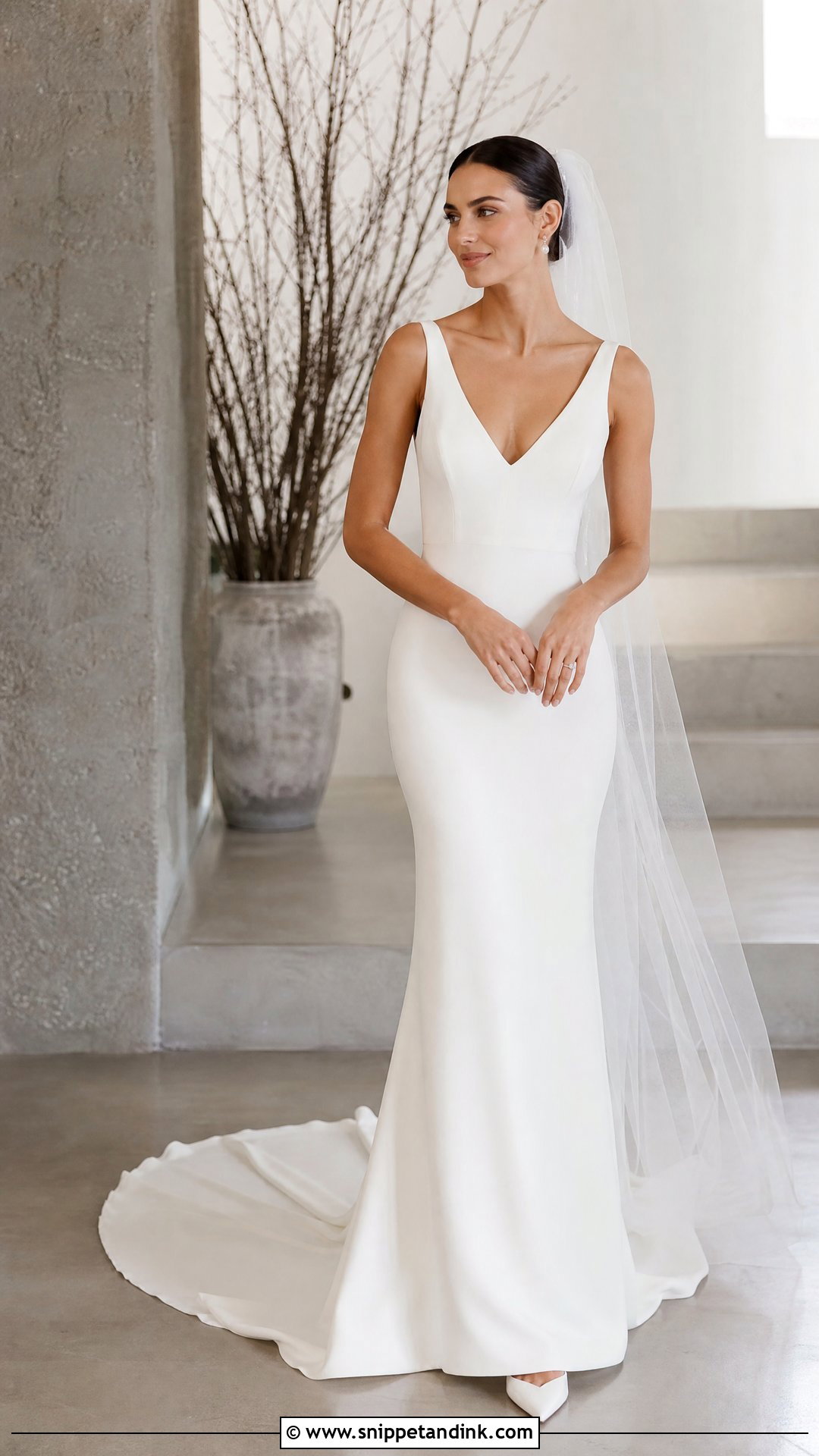 Crepe Sheath Wedding Dress - Snippet and Ink - 25 Modern Wedding Dresses