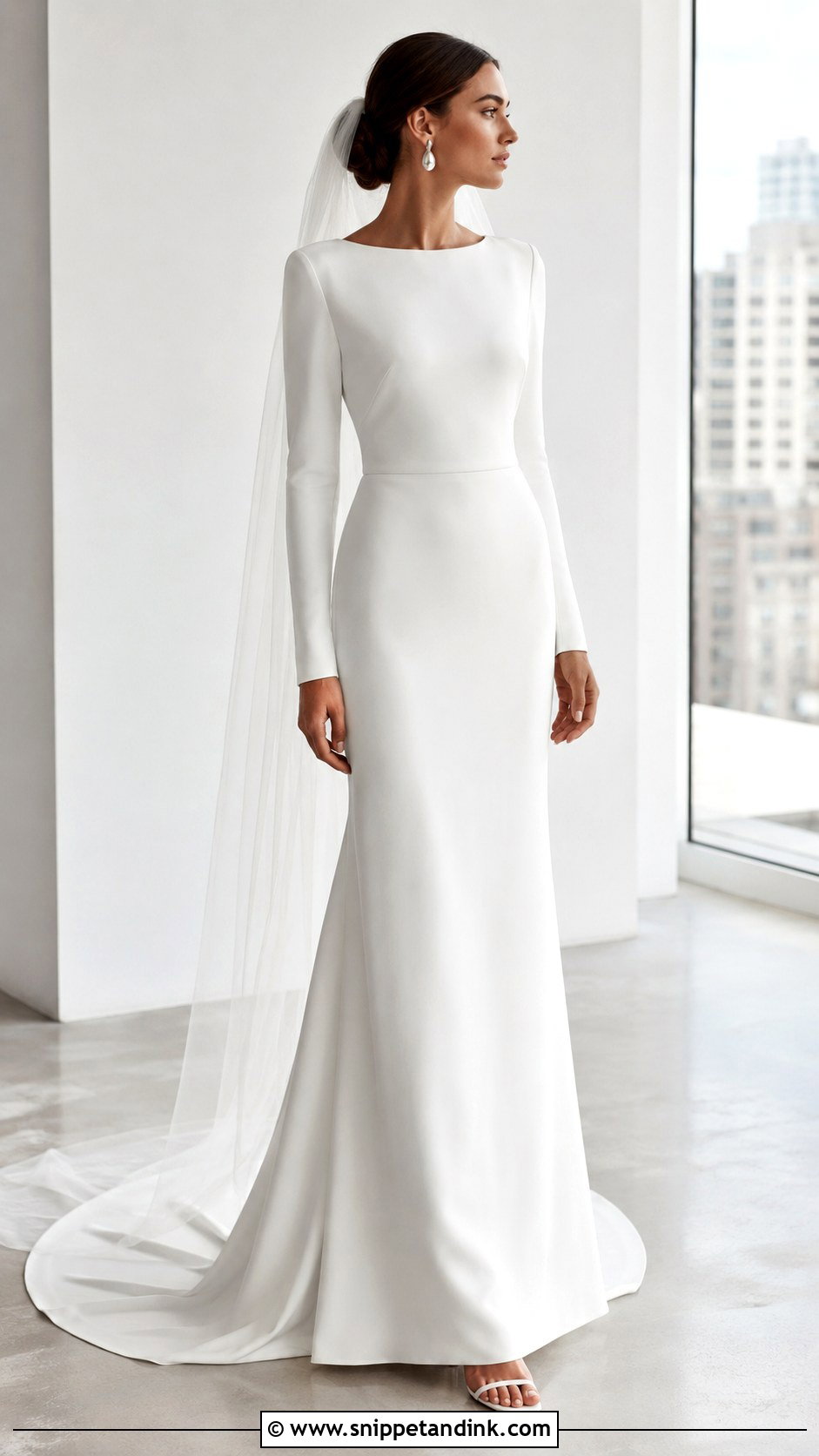 Crepe Train Wedding Dress - Snippet and Ink - 25 Wedding Dress Train Ideas