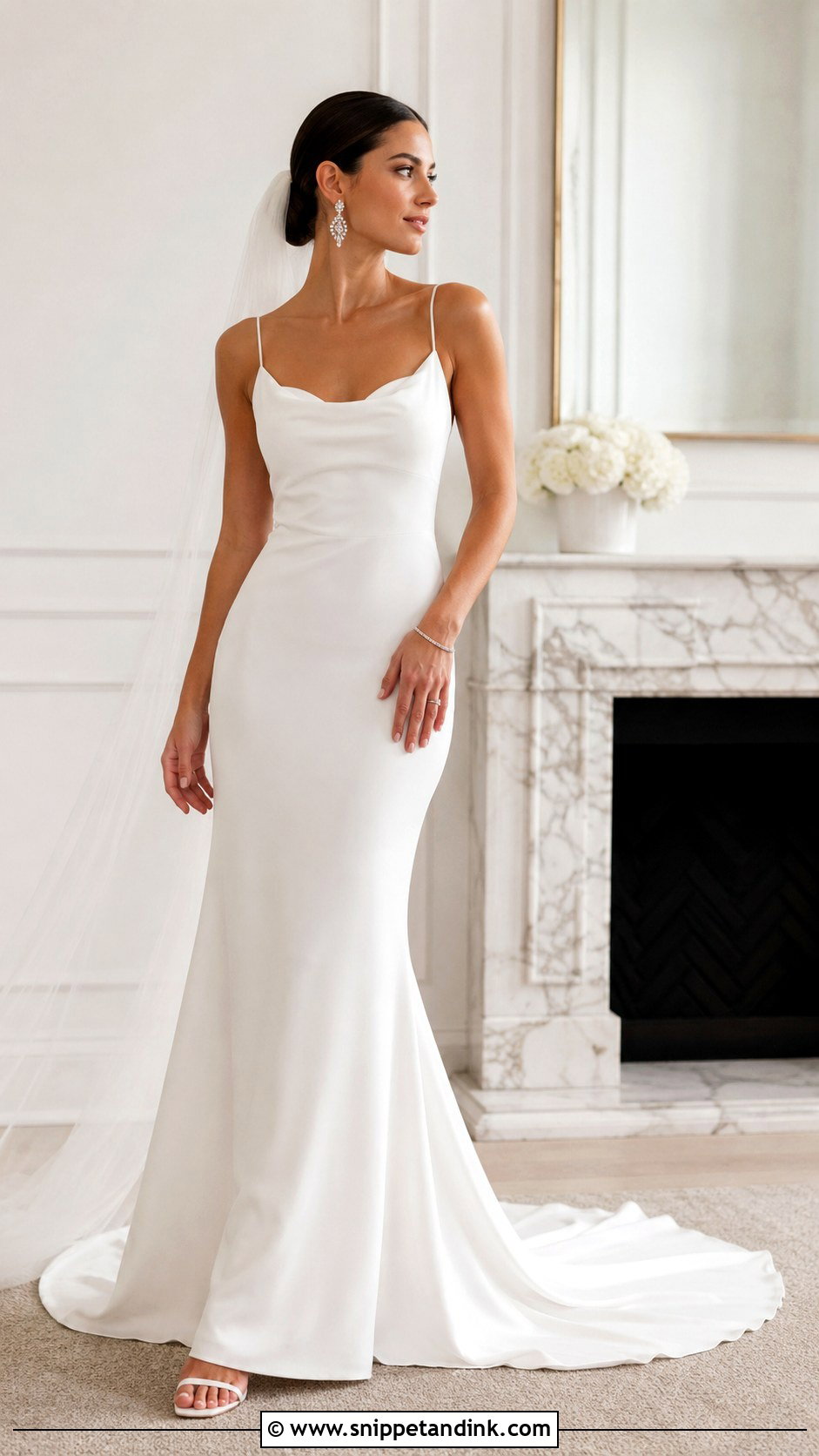 Crepe Train Wedding Dress - Snippet and Ink - 25 Bridal Train Styles