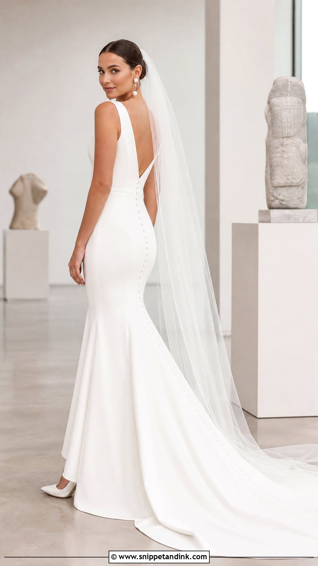 Crepe V Neck Mermaid Wedding Dress - Snippet and Ink - 20 V Neck Mermaid Wedding Dress Ideas