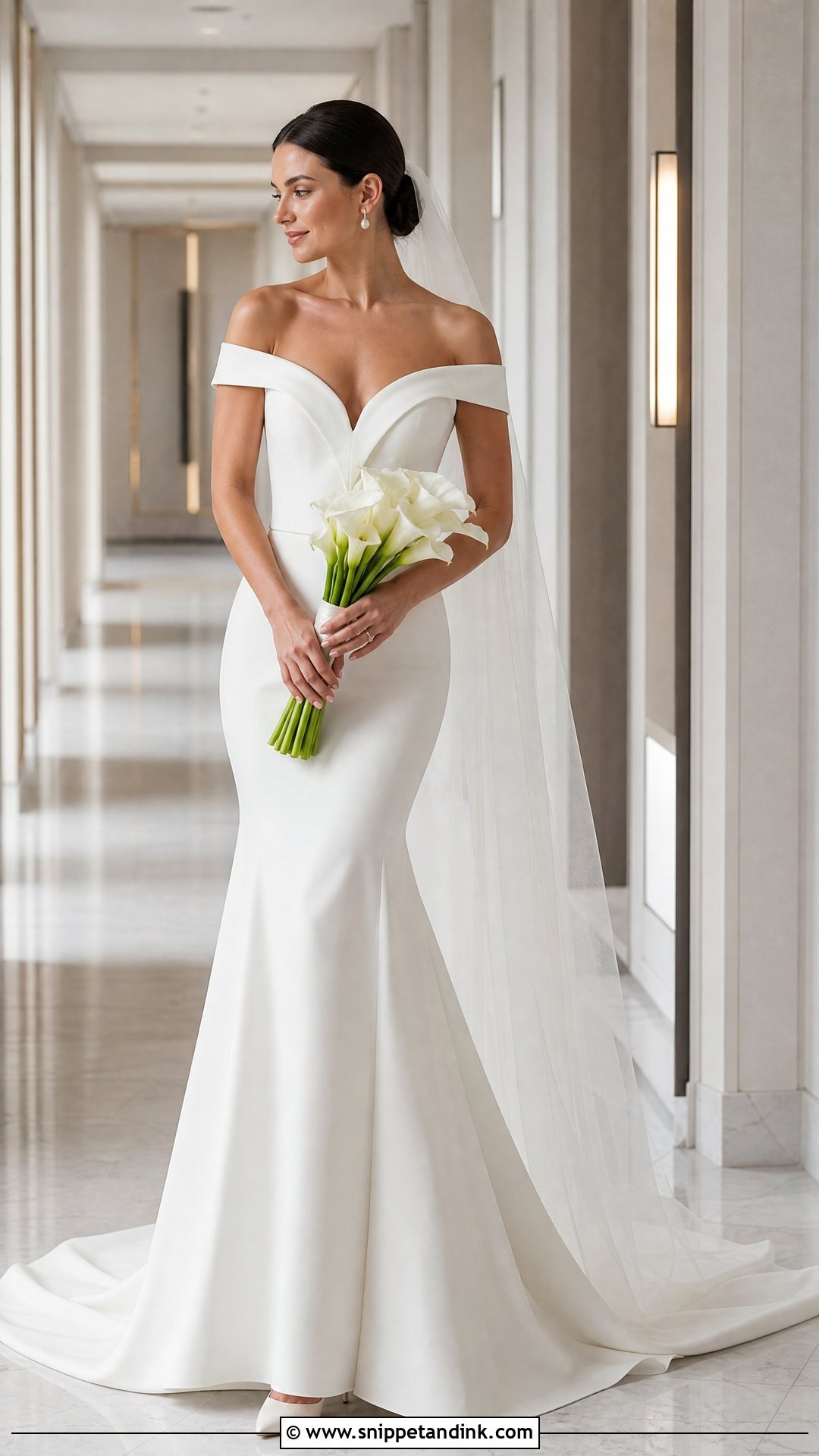 Crepe V Waist Fit And Flare Wedding Dress - Snippet and Ink - 25 V Waist Wedding Dress Ideas
