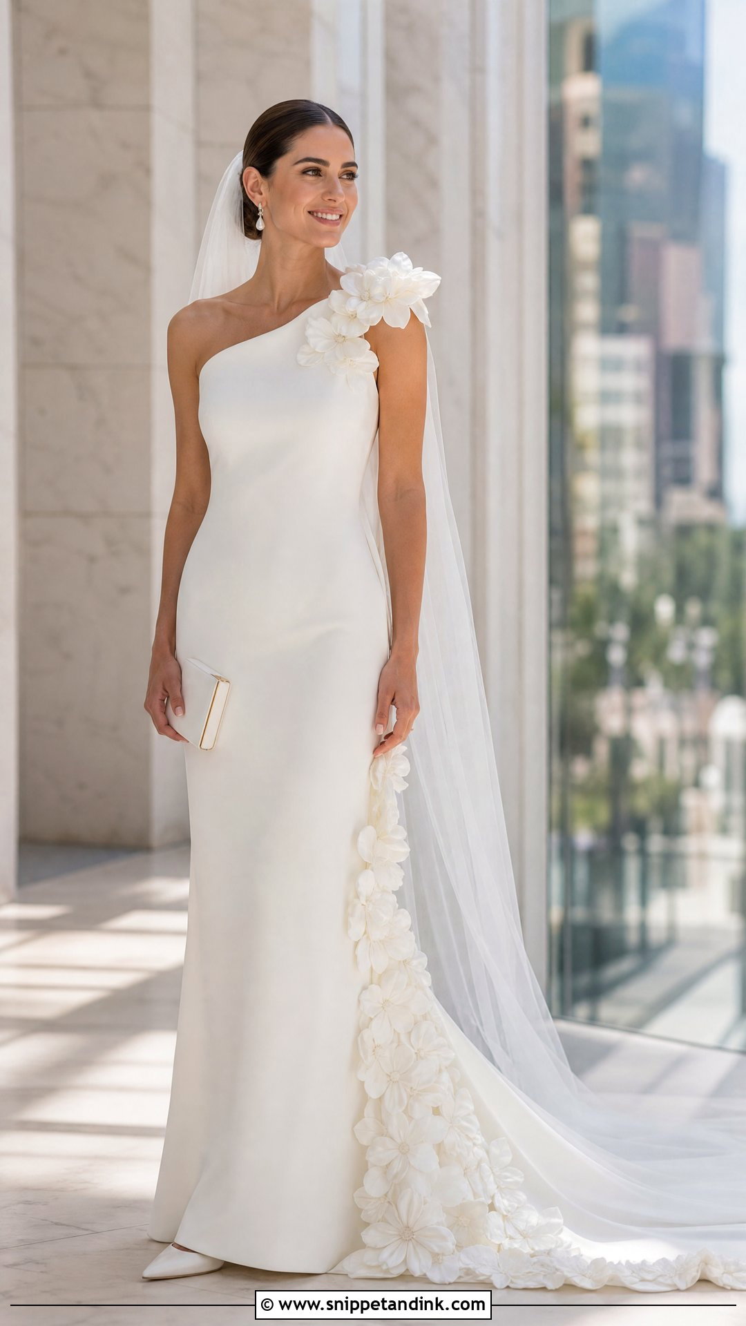 Crepe Wedding Dress With 3D Flowers - Snippet and Ink - 20 Wedding Dress 3d Flowers