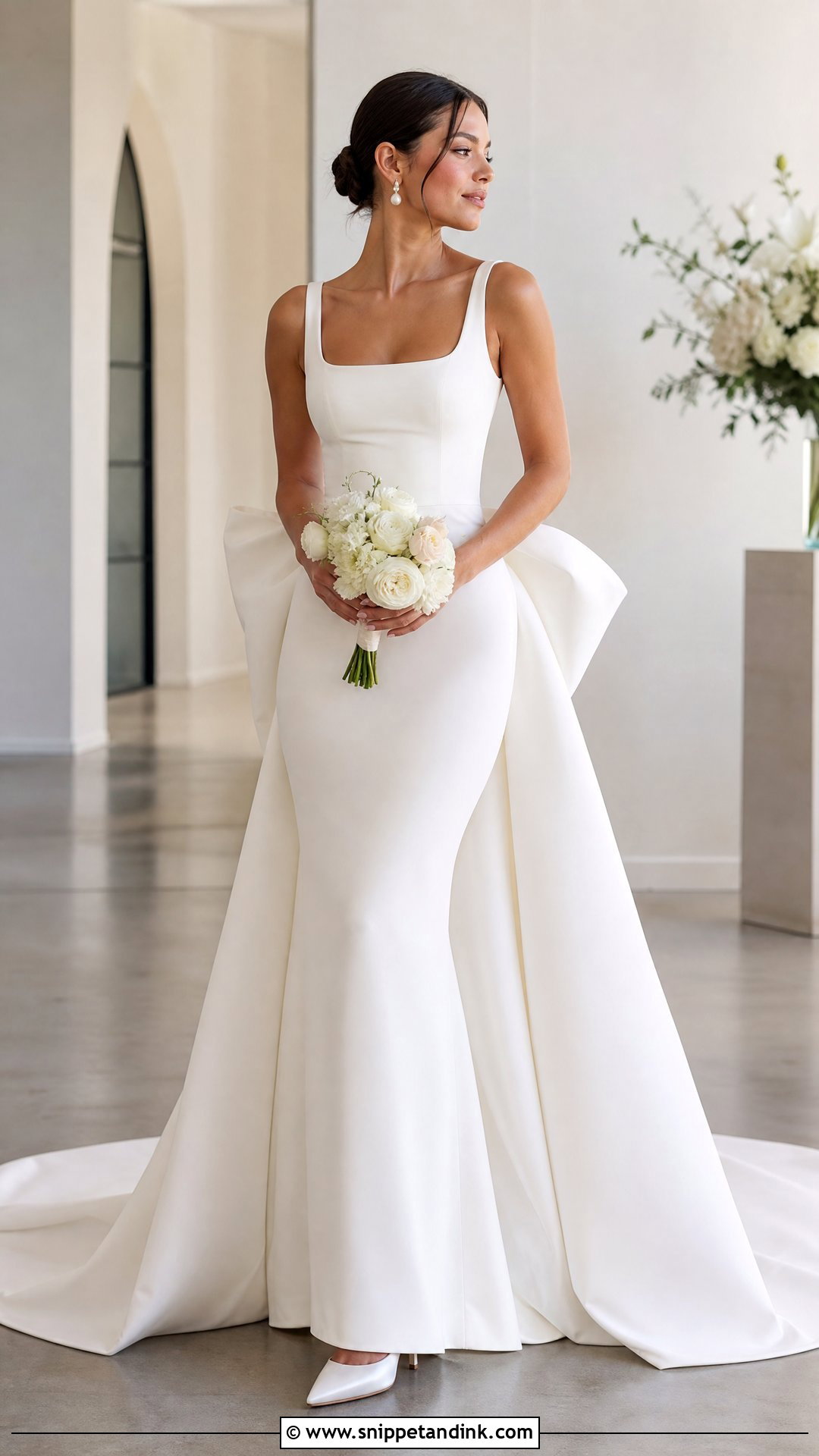 Crepe Wedding Dress With Bow Train Extension - Snippet and Ink - 20 Wedding Dresses with Extension