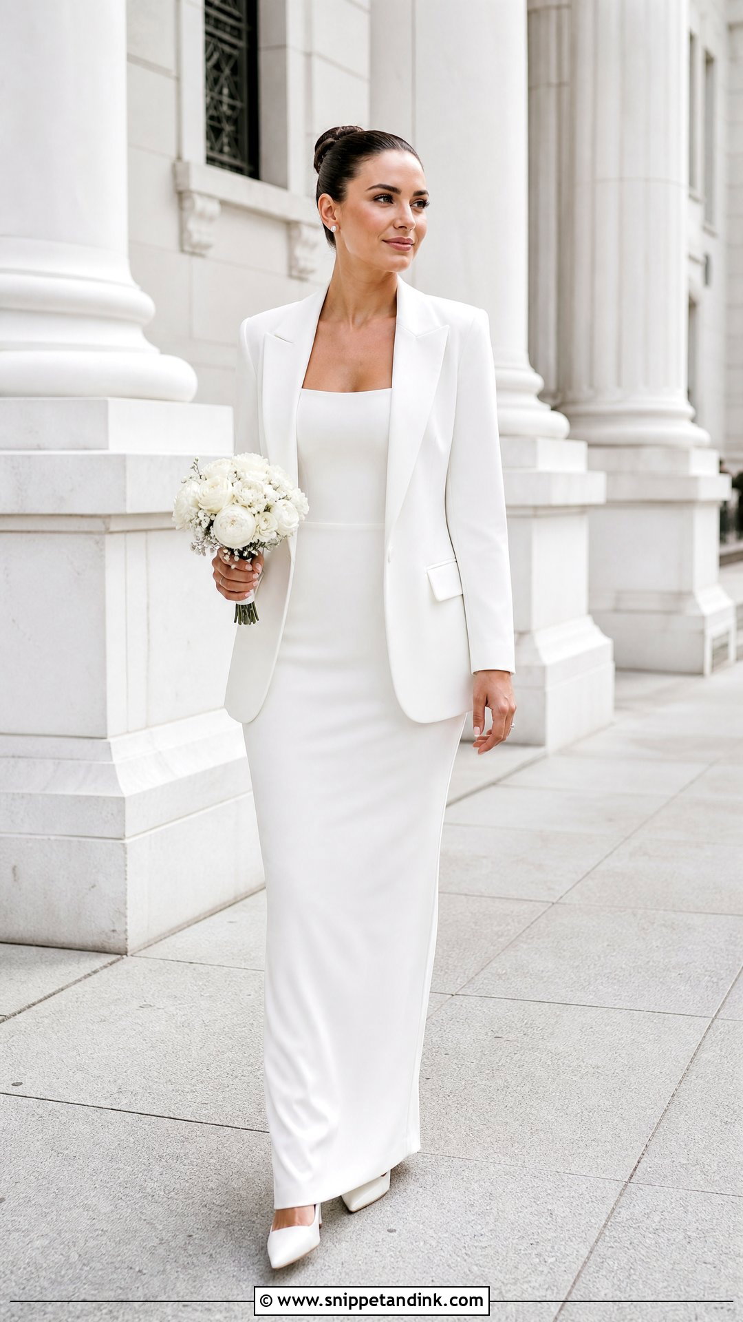 Crepe Wedding Dress With Bridal Blazer - Snippet and Ink - 25 Crepe Wedding Dress Ideas