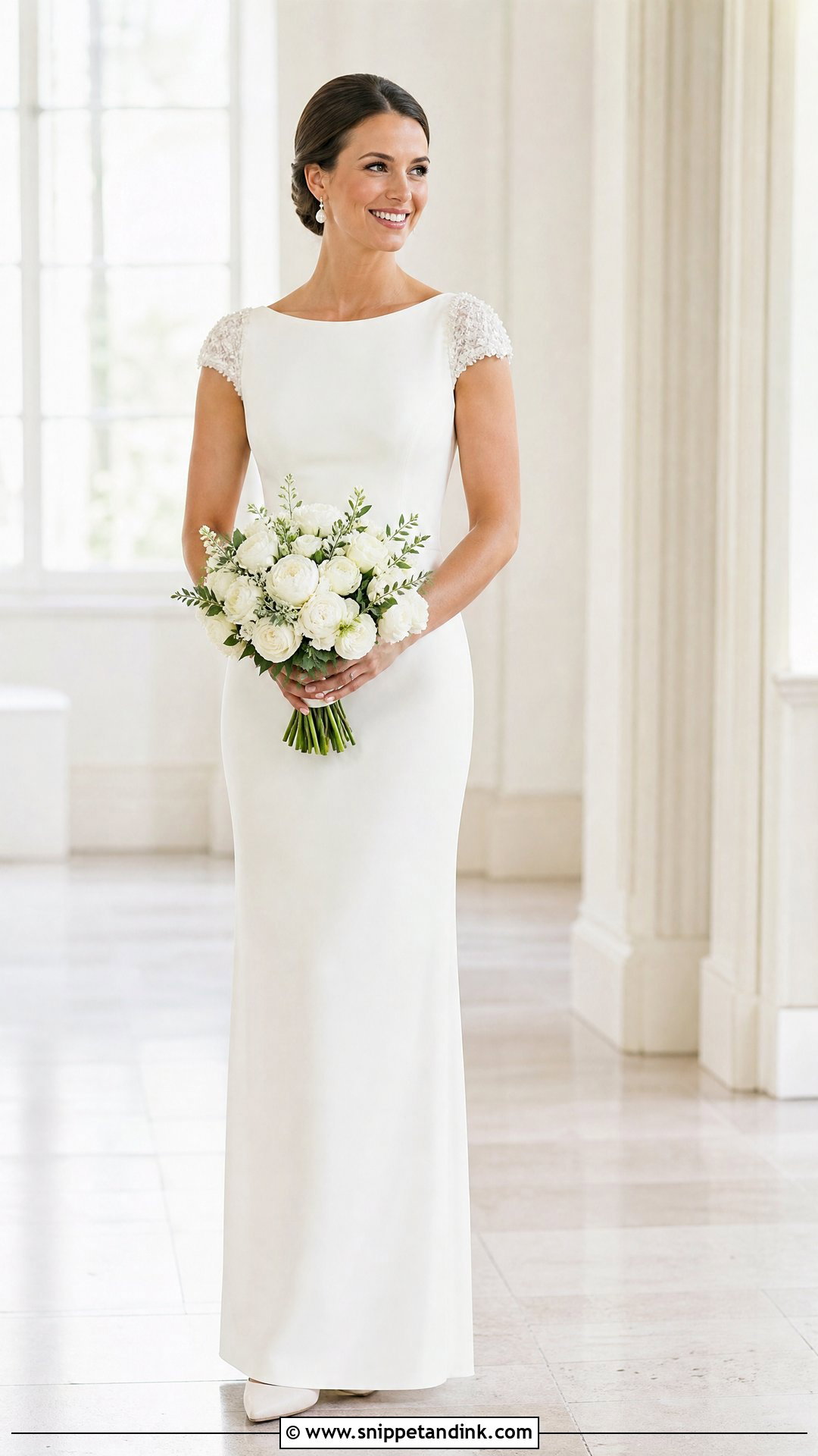 Crepe Wedding Dress With Cap Sleeves - Snippet and Ink - 25 Crepe Wedding Dress Ideas