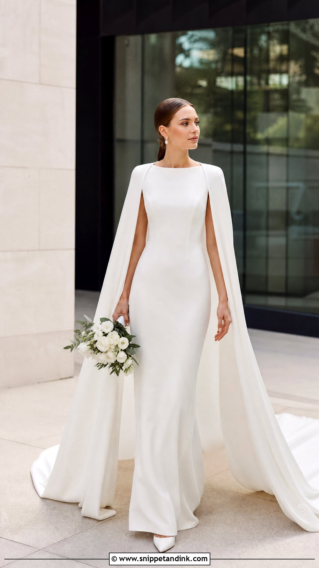 Crepe Wedding Dress With Cape - Snippet and Ink - 25 Crepe Wedding Dress Ideas