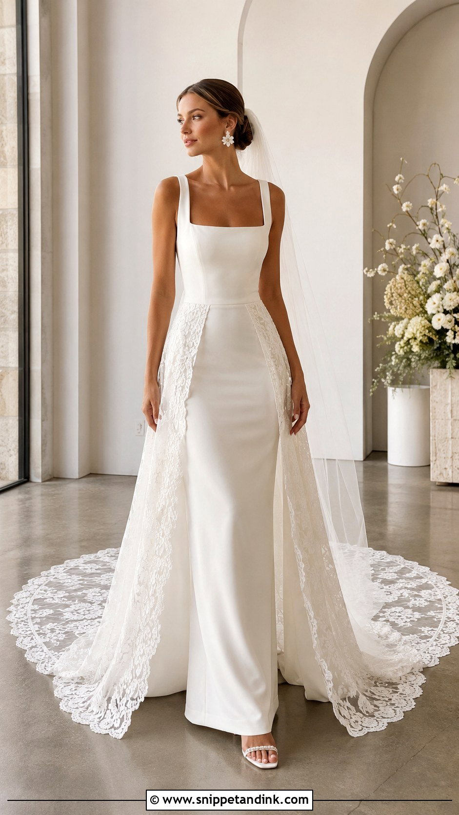 Crepe Wedding Dress With Detachable Lace Skirt - Snippet and Ink - 20 Wedding Dresses with Detachable Skirt