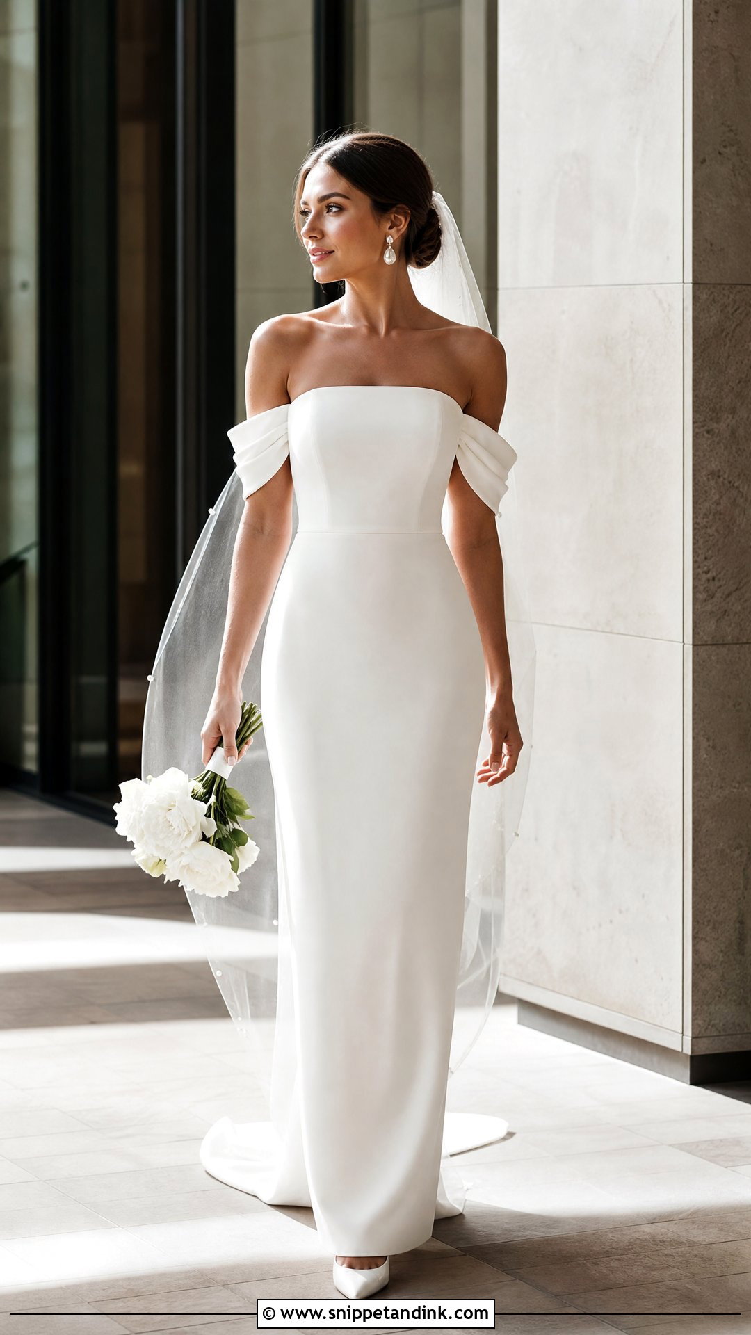 Crepe Wedding Dress With Detachable Sleeves - Snippet and Ink - 20 Wedding Dresses Off the Shoulder Sleeves