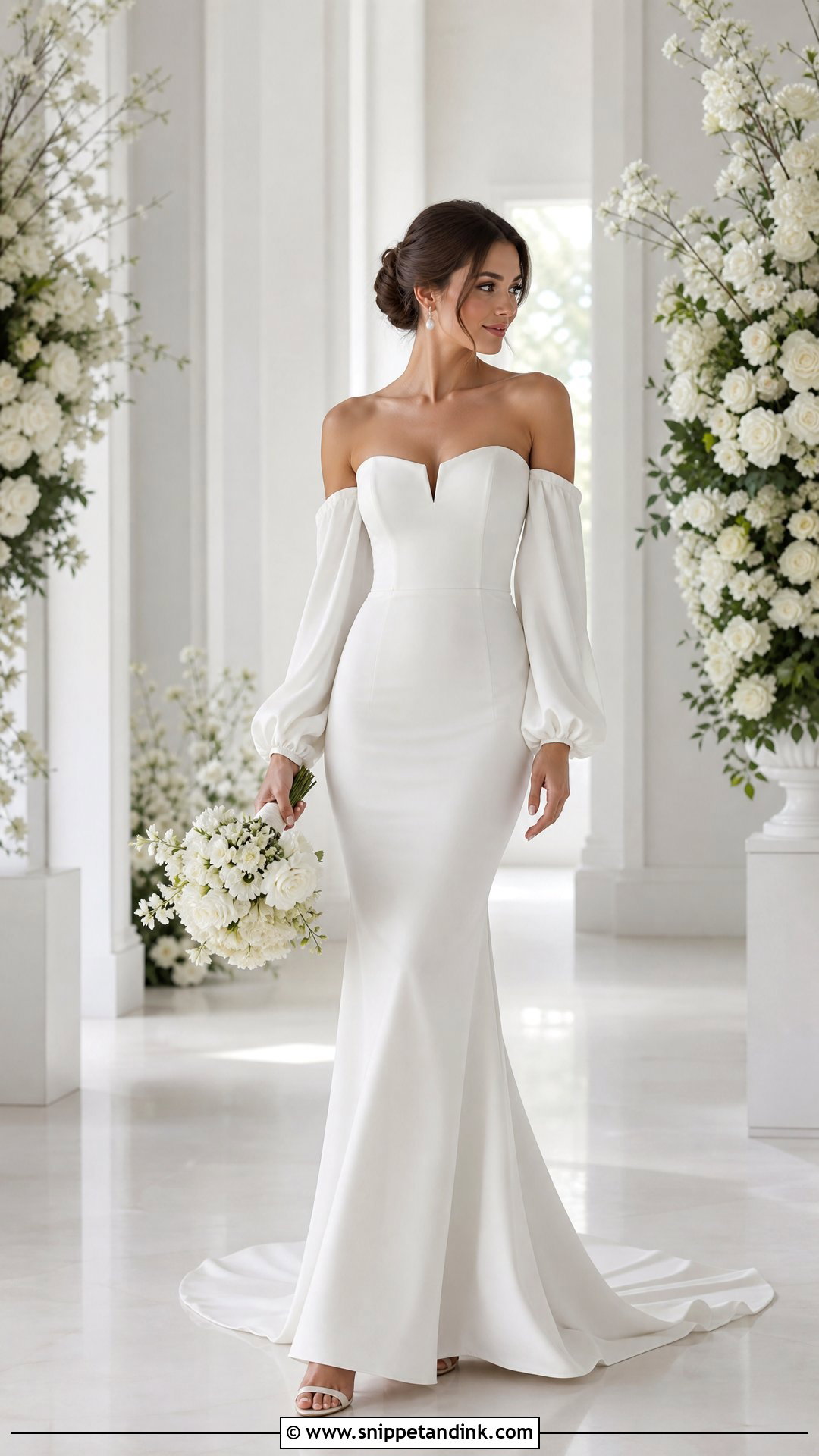 Crepe Wedding Dress With Detachable Sleeves - Snippet and Ink - 25 Crepe Wedding Dress Ideas