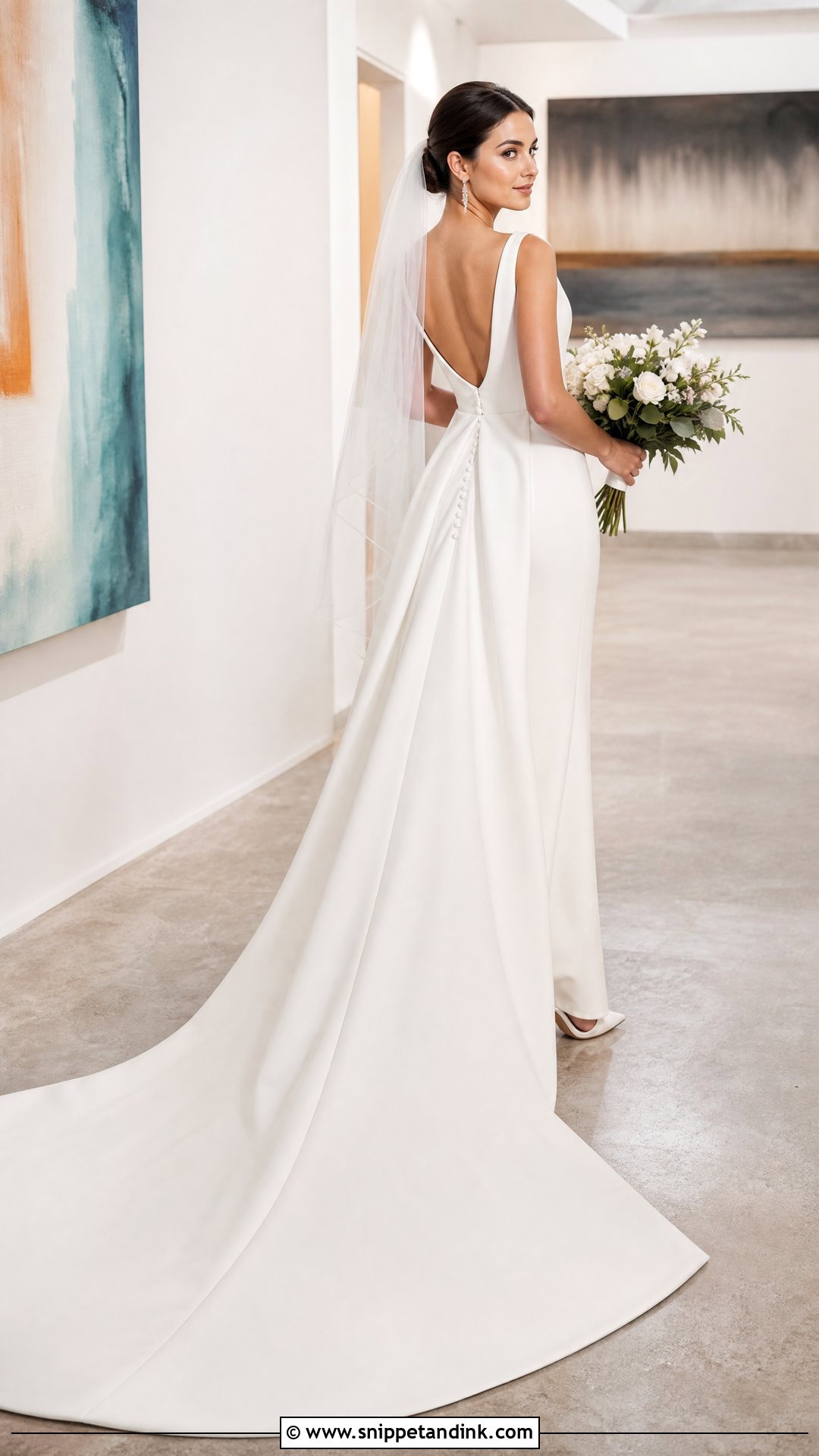 Crepe Wedding Dress With Detachable Train - Snippet and Ink - 20 Two in One Convertible Wedding Dress Ideas