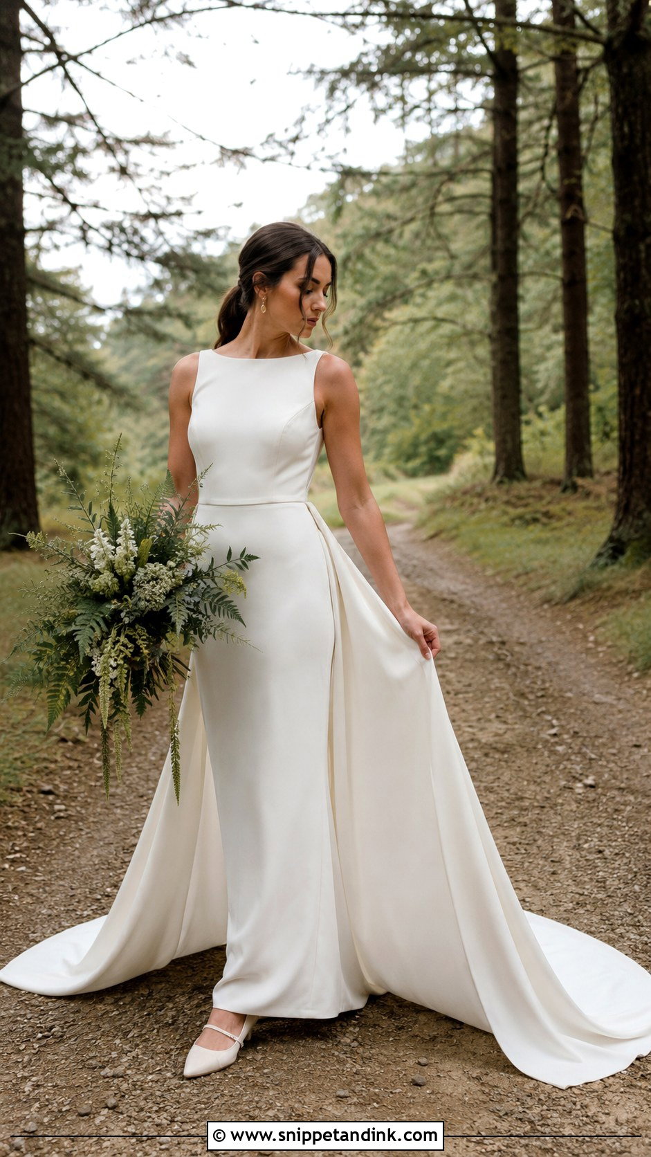 Crepe Wedding Dress With Detachable Train - Snippet and Ink - 25 Woodsy Wedding Dress Ideas