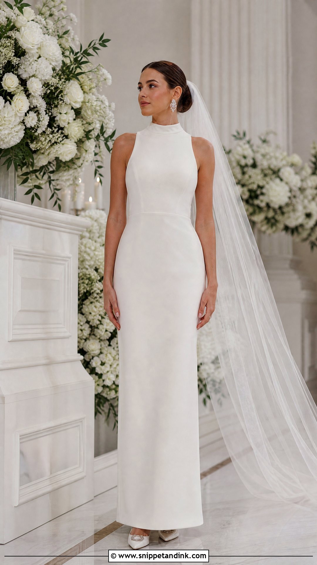 Crepe Wedding Dress With High Neck - Snippet and Ink - 25 Crepe Wedding Dress Ideas
