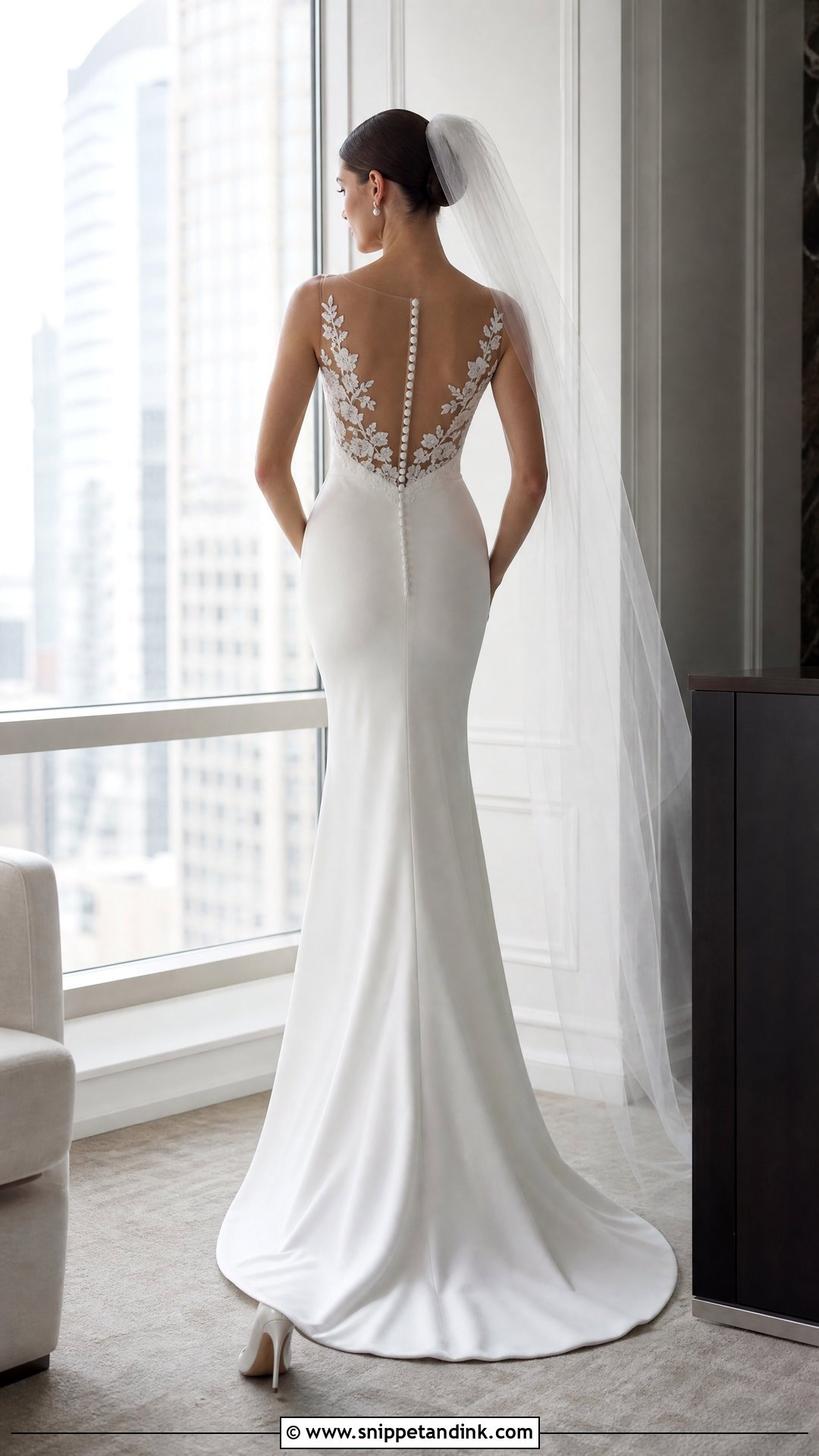 Crepe Wedding Dress With Lace Back - Snippet and Ink - 20 Unique Lace Wedding Dress Ideas