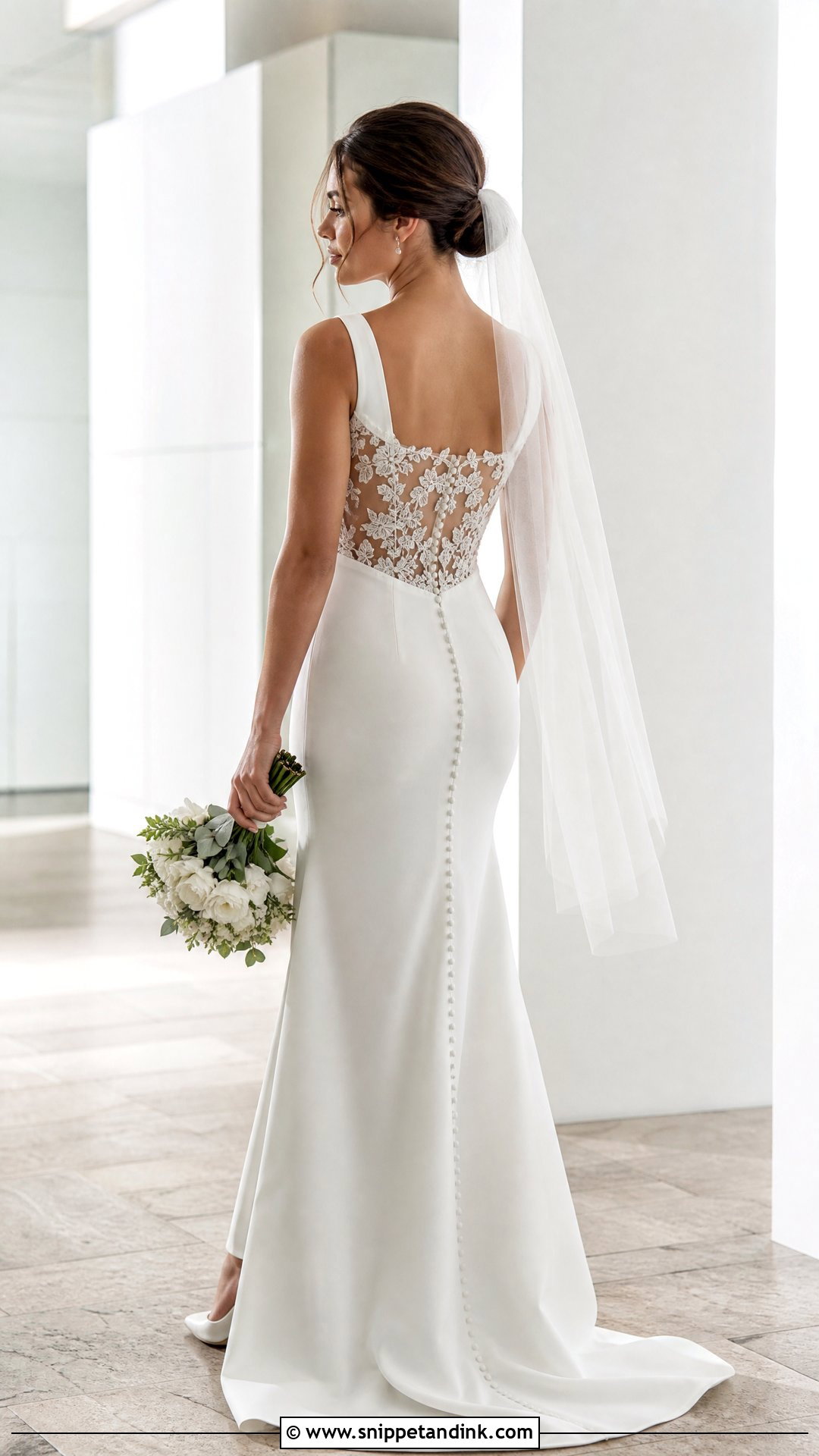 Crepe Wedding Dress With Lace Back - Snippet and Ink - 20 Wedding Dress with Lace Ideas