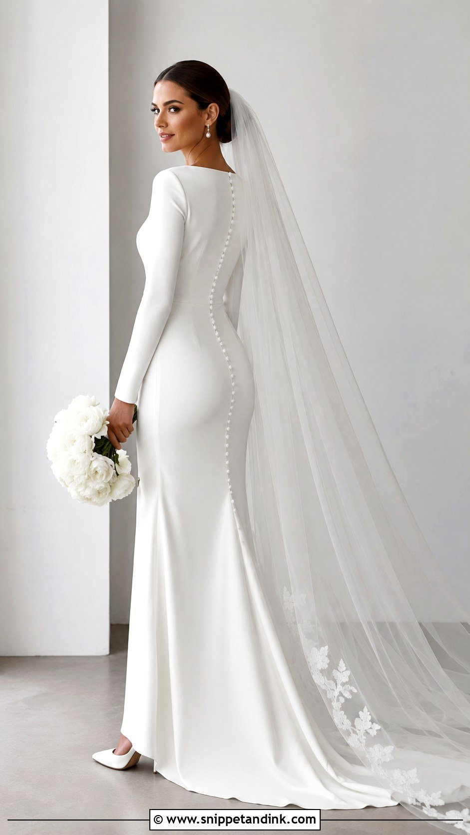 Crepe Wedding Dress With Long Sleeves - Snippet and Ink - 25 Wedding Dress with Long Sleeves