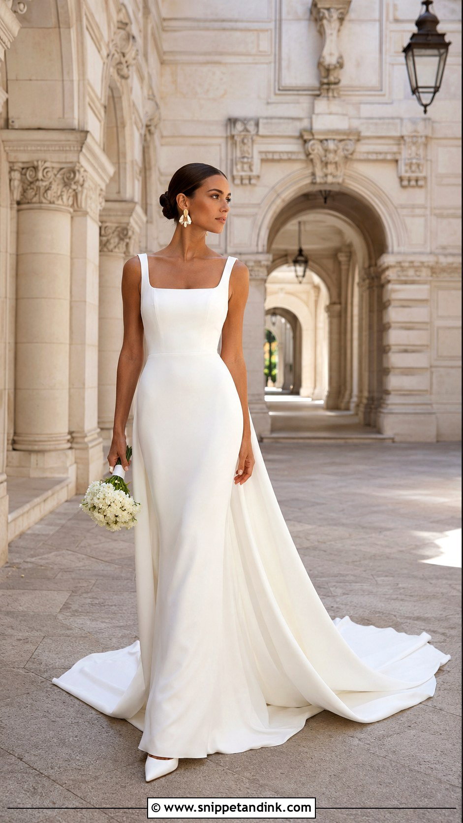 Crepe Wedding Dress With Long Train - Snippet and Ink - 25 Long Train Wedding Dress Ideas