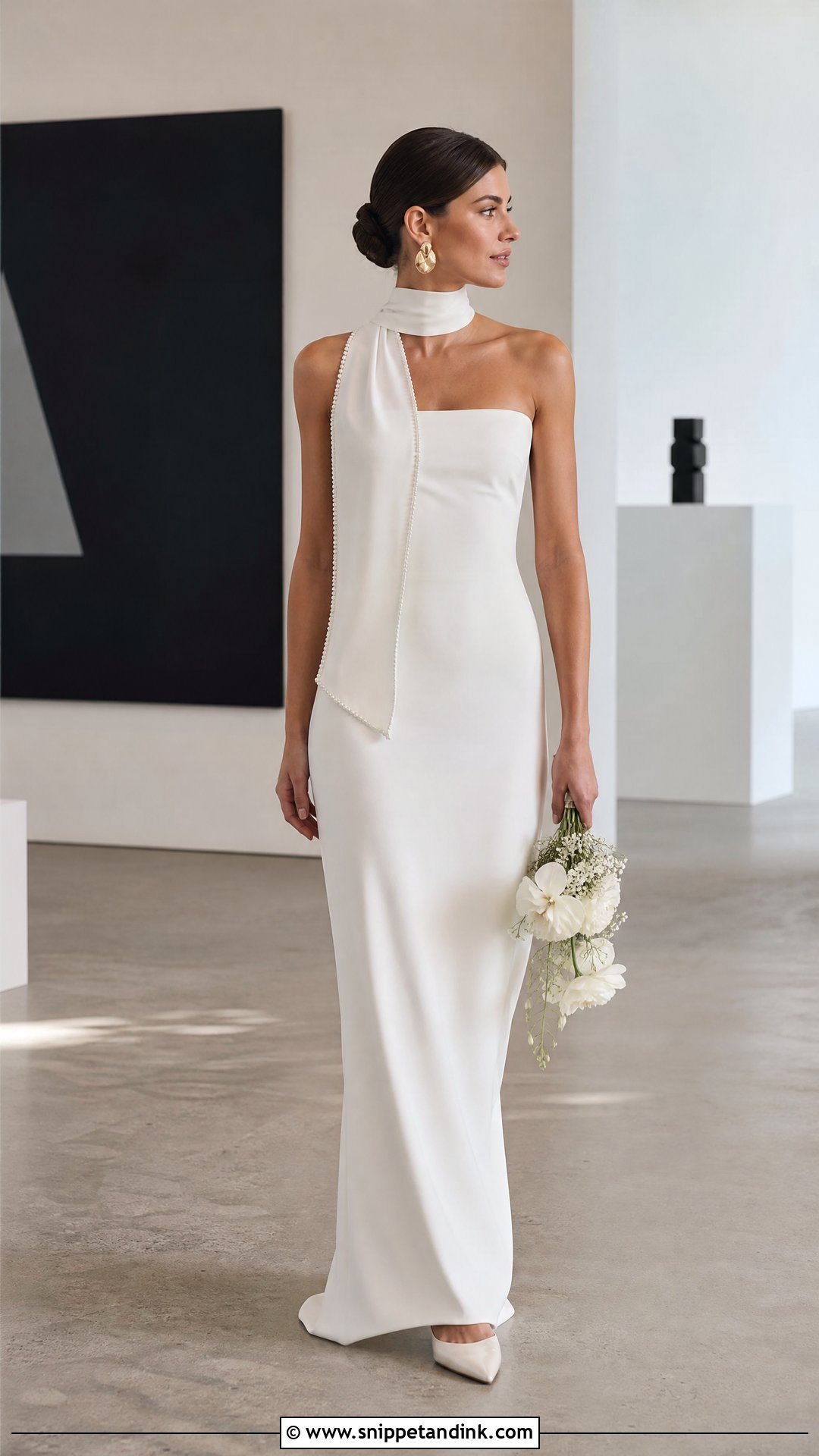 Crepe Wedding Dress With Neck Scarf - Snippet and Ink - 25 Wedding Dress with Neck Scarf Ideas