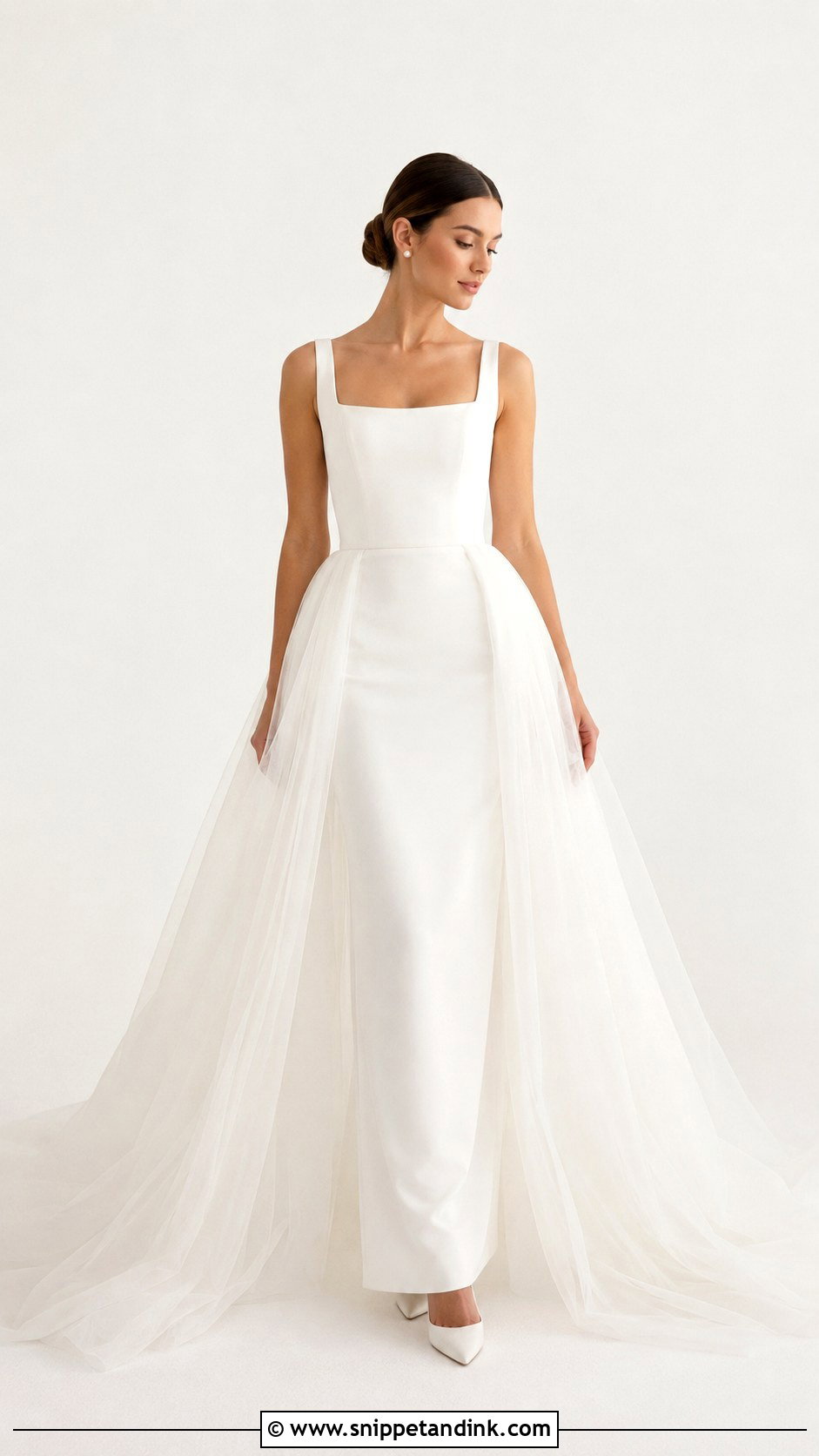 Crepe Wedding Dress With Overskirt - Snippet and Ink - 25 Overskirt Wedding Dress Ideas