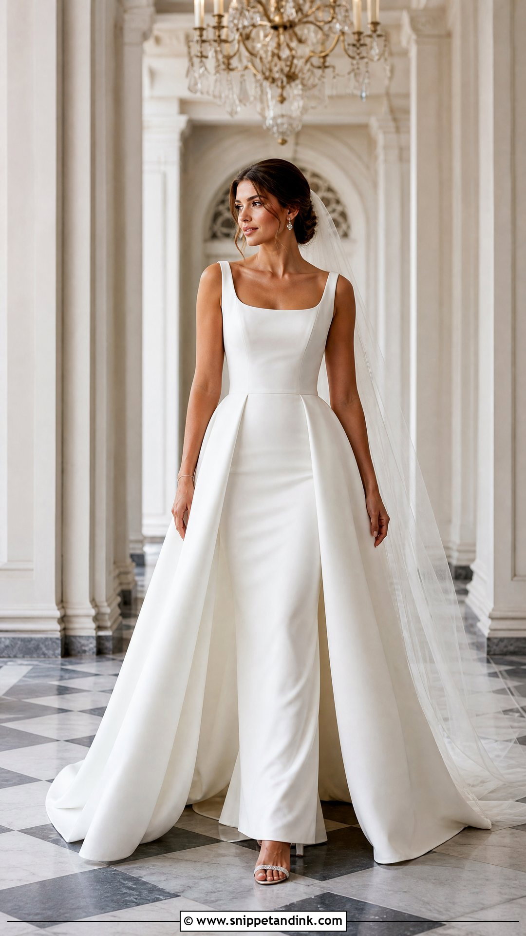Crepe Wedding Dress With Overskirt - Snippet and Ink - 25 Crepe Wedding Dress Ideas