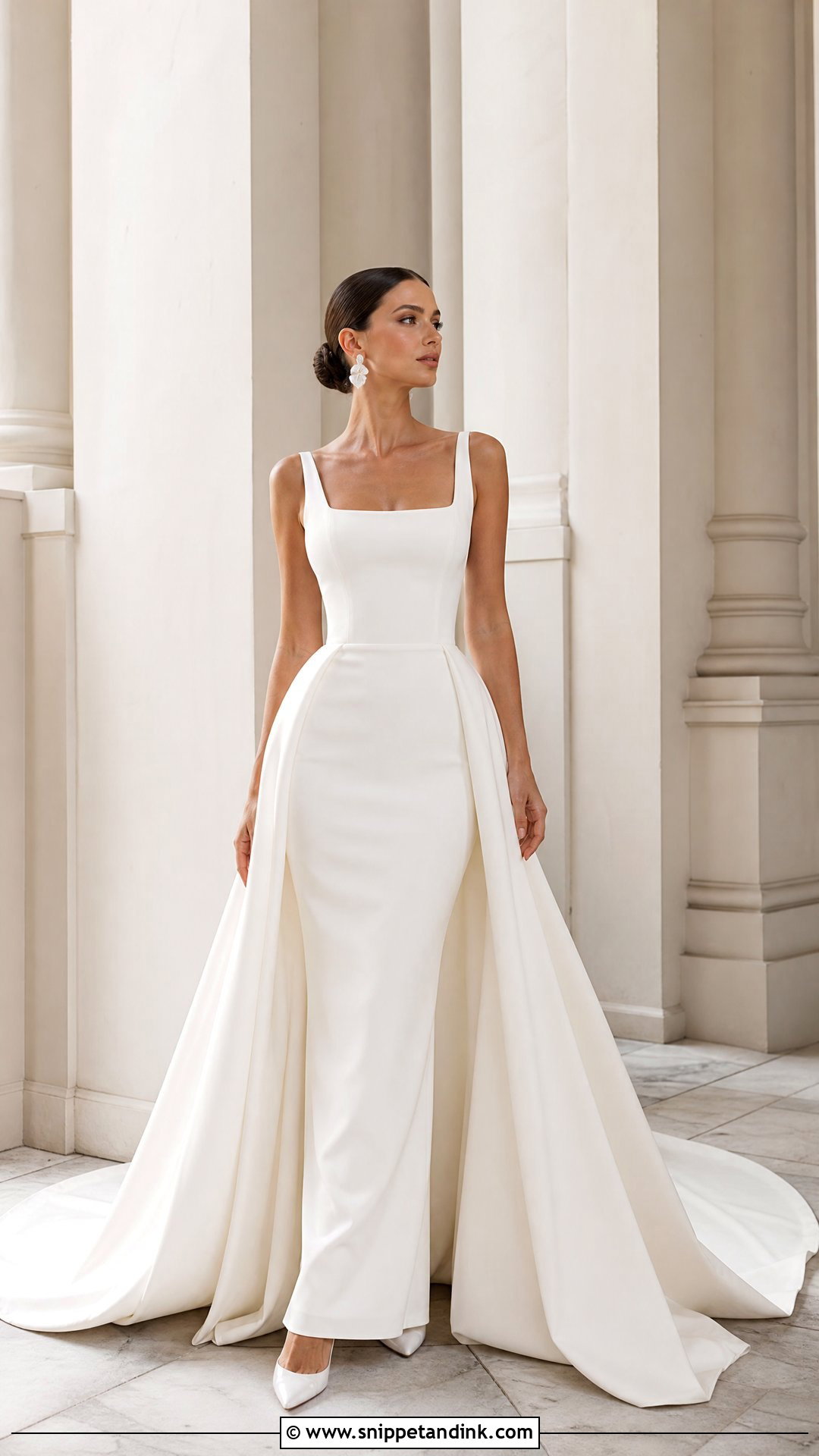 Crepe Wedding Dress With Removable Overskirt - Snippet and Ink - 20 Wedding Dress with Removable Skirt Ideas