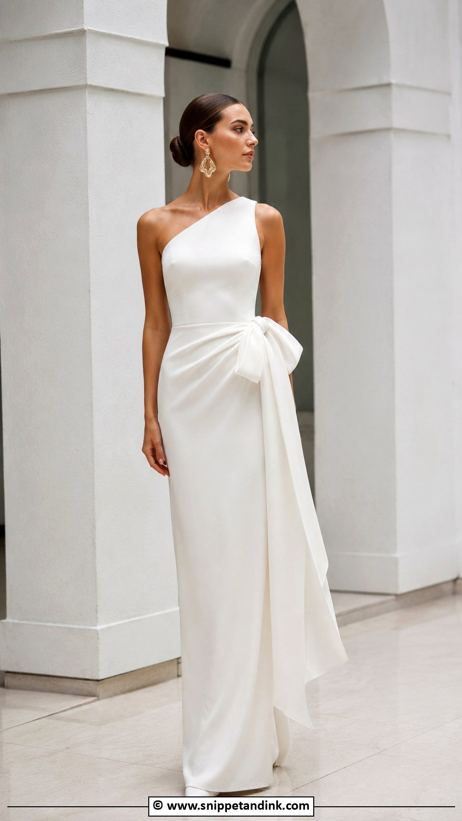 Crepe Wedding Dress With Side Bow - Snippet and Ink - 25 Wedding Dress with Bow Ideas