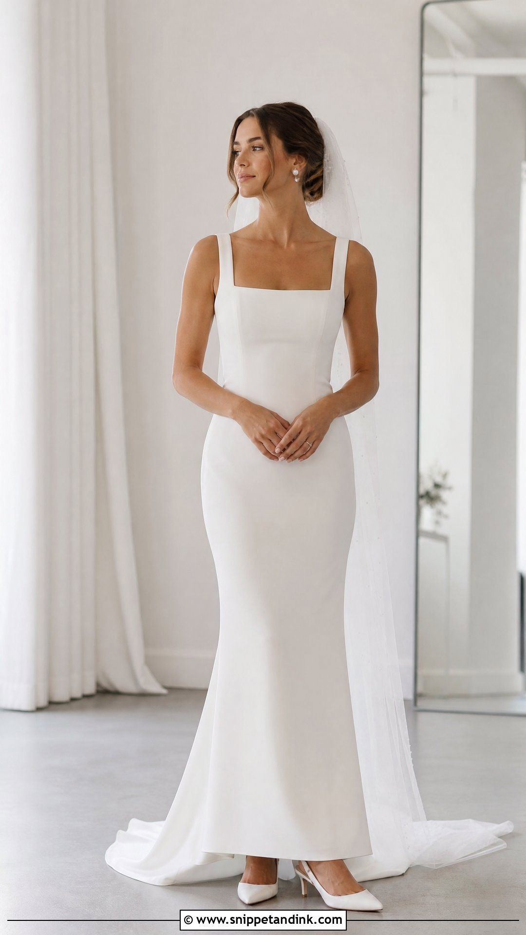 Crepe Wedding Dress With Square Neck - Snippet and Ink - 25 Crepe Wedding Dress Ideas