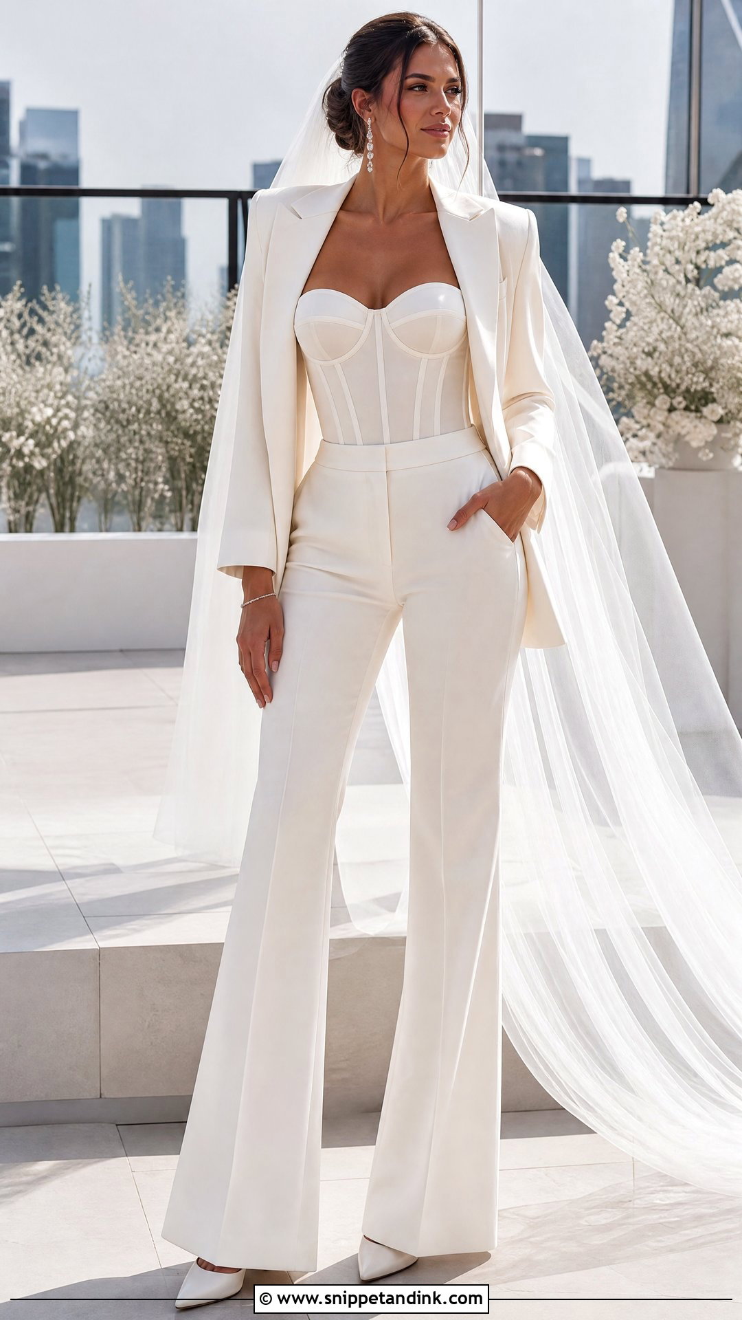 Crepe Wedding Suit With Corset - Snippet and Ink - 20 Wedding Dress Suits for Bride