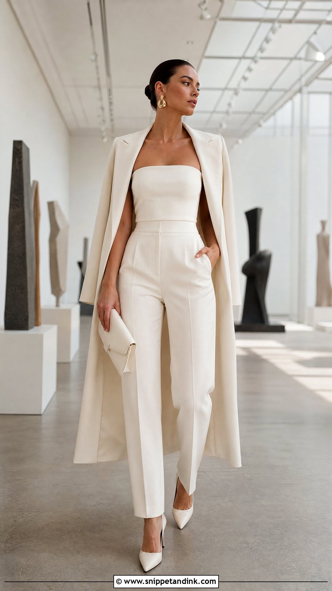 Crepe Wedding Trousers With Strapless Top - Snippet and Ink - 20 Wedding Trousers Brides Ideas