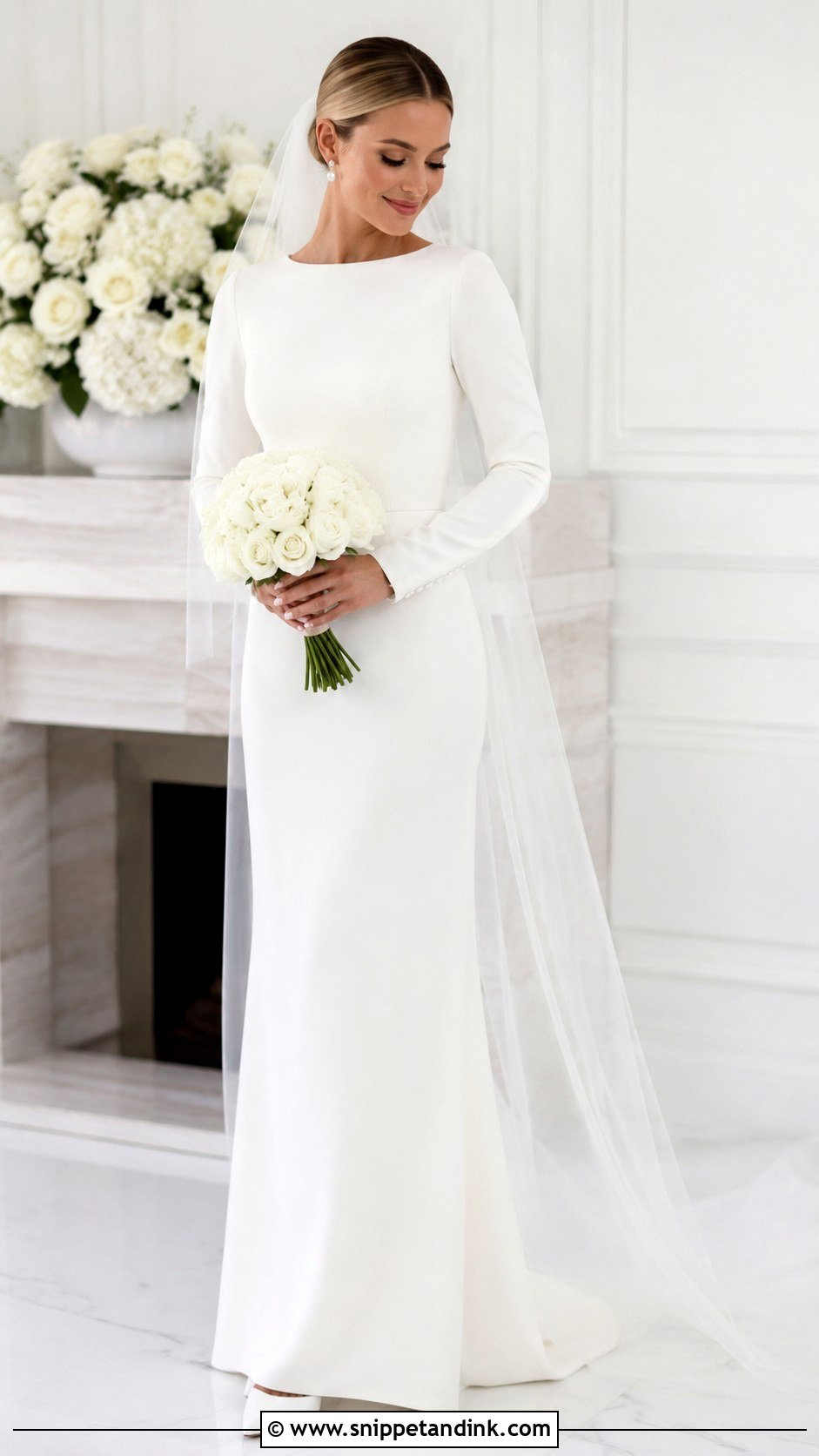 Crepe Winter Bridal Dress - Snippet and Ink - 25 Winter Bridal Dress Ideas