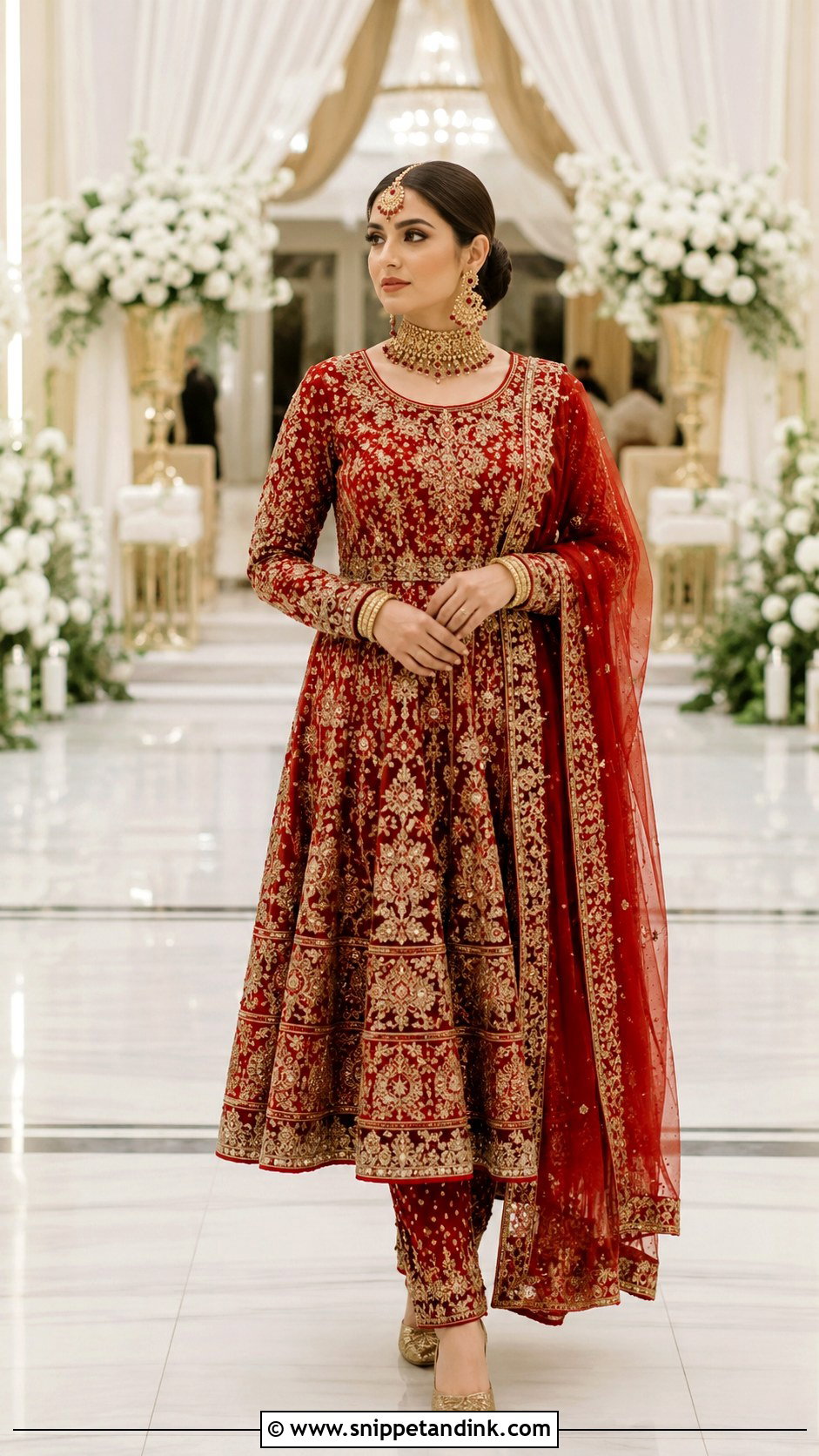 Crimson Afghan Bridal Dress With Traditional Jewelry - Snippet and Ink - 20 Afghan Bridal Dress Ideas